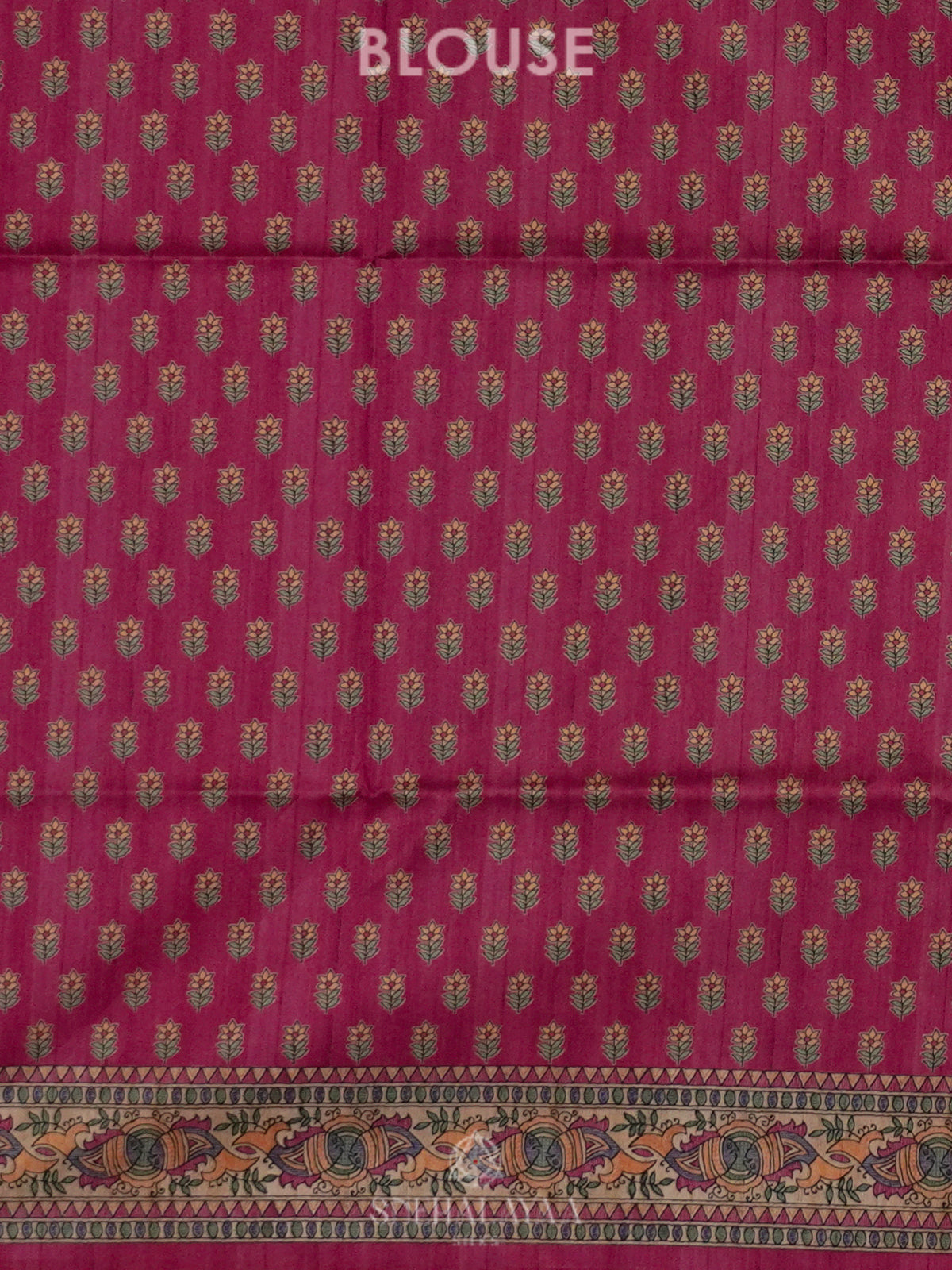Magenta Pink Printed Madhubani Saree