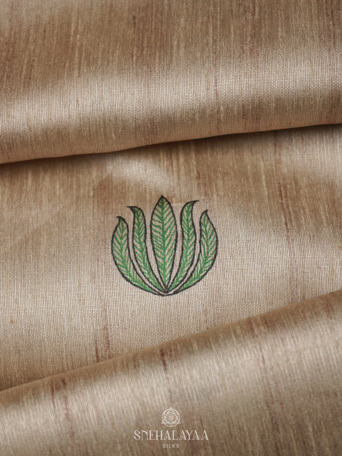 Beige Printed Madhubani Saree