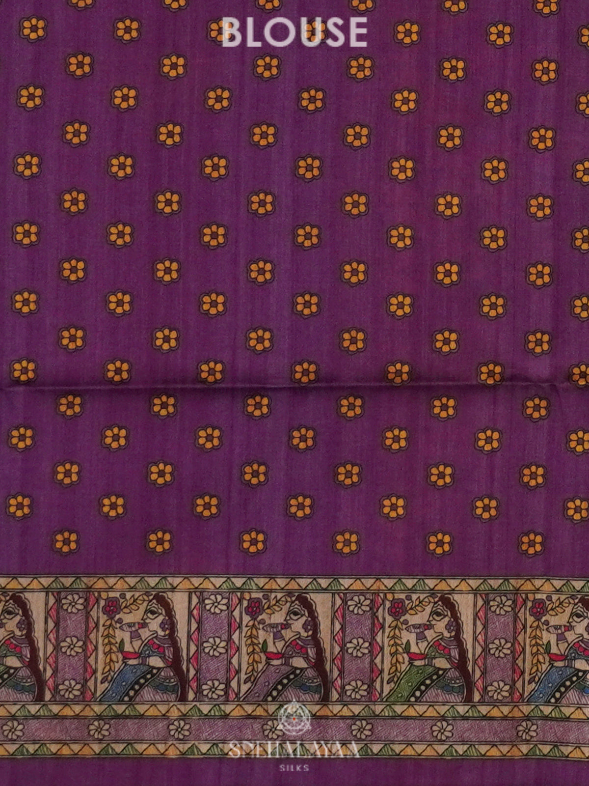 Purple Printed Madhubani Saree