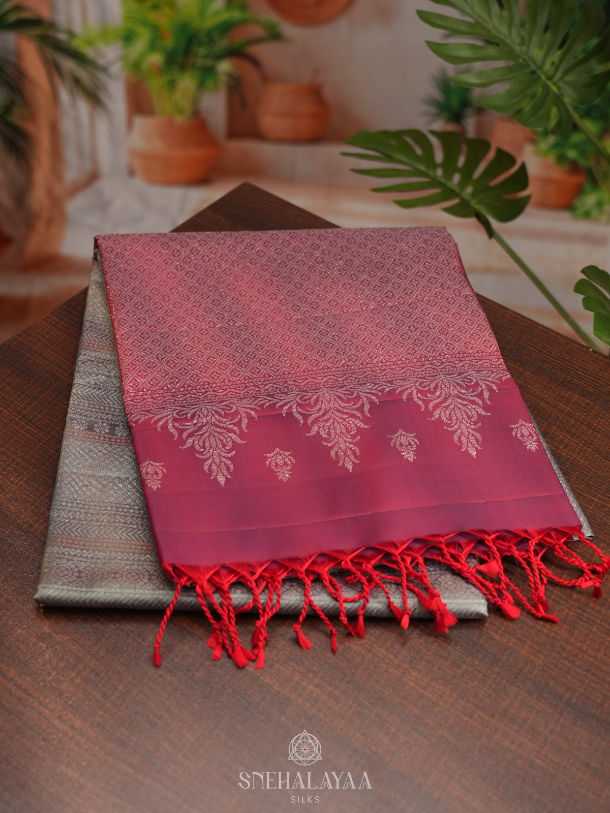Grey Soft Silk Saree