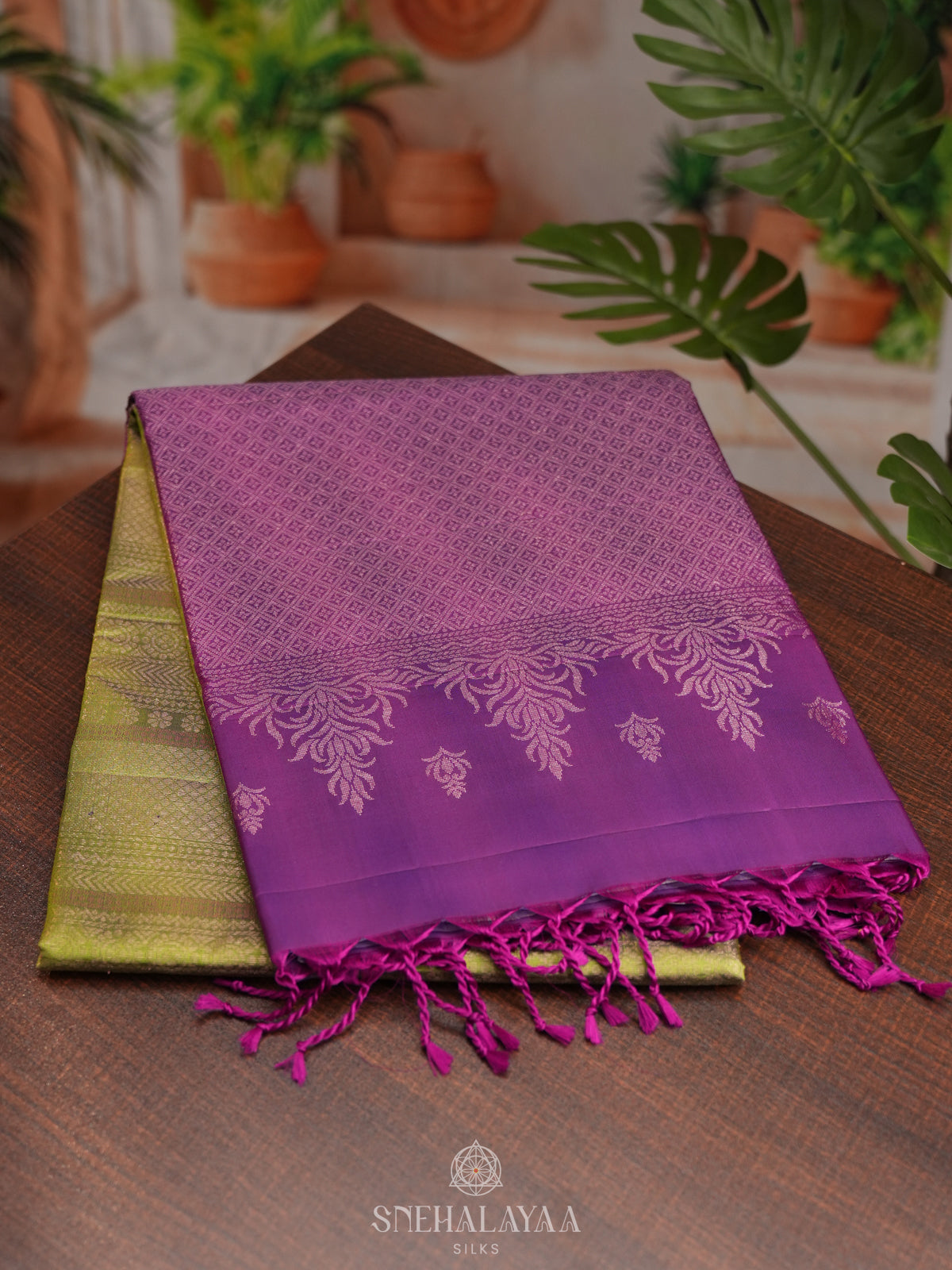 Lime Green Soft Silk Saree