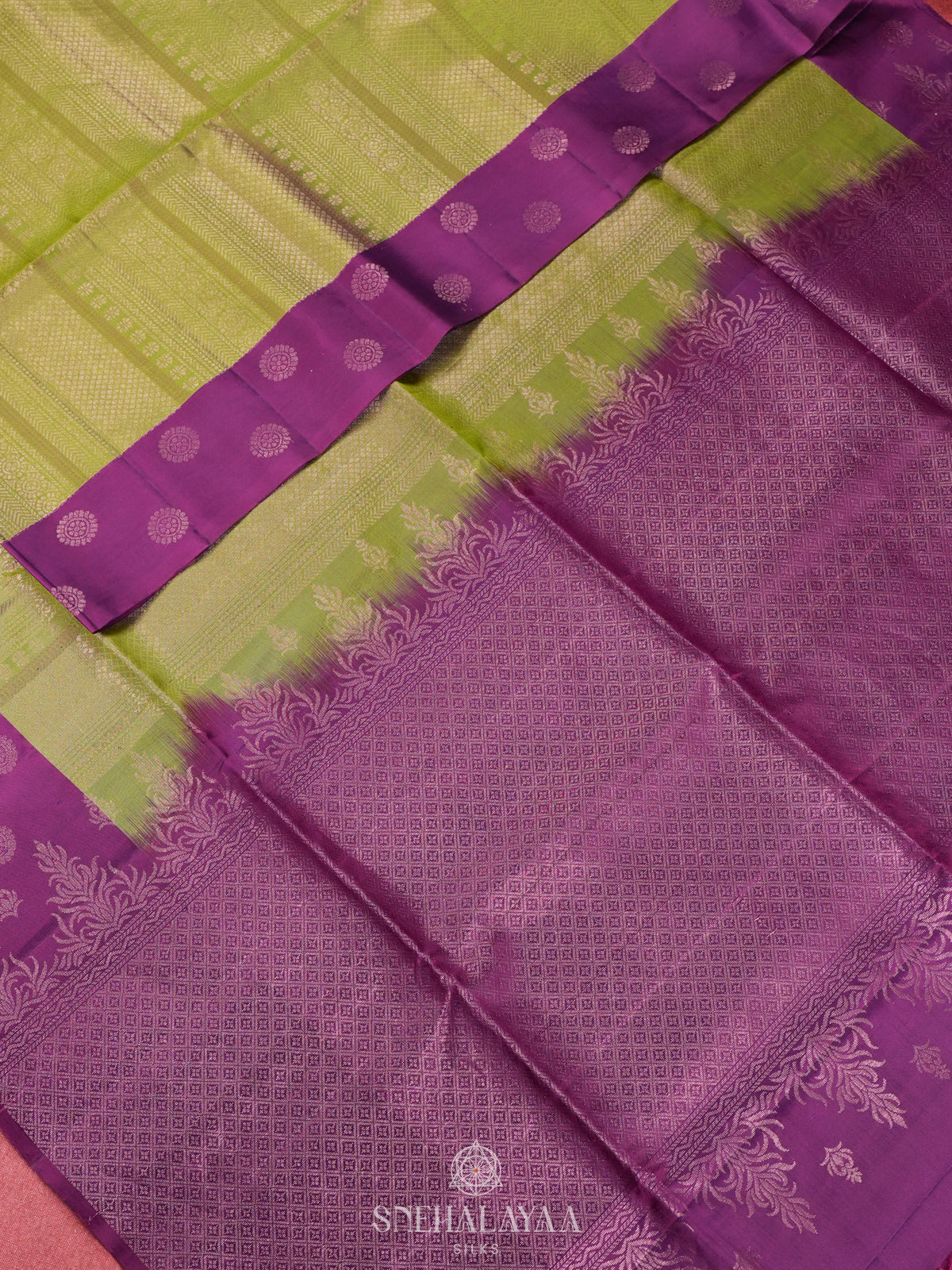 Lime Green Soft Silk Saree