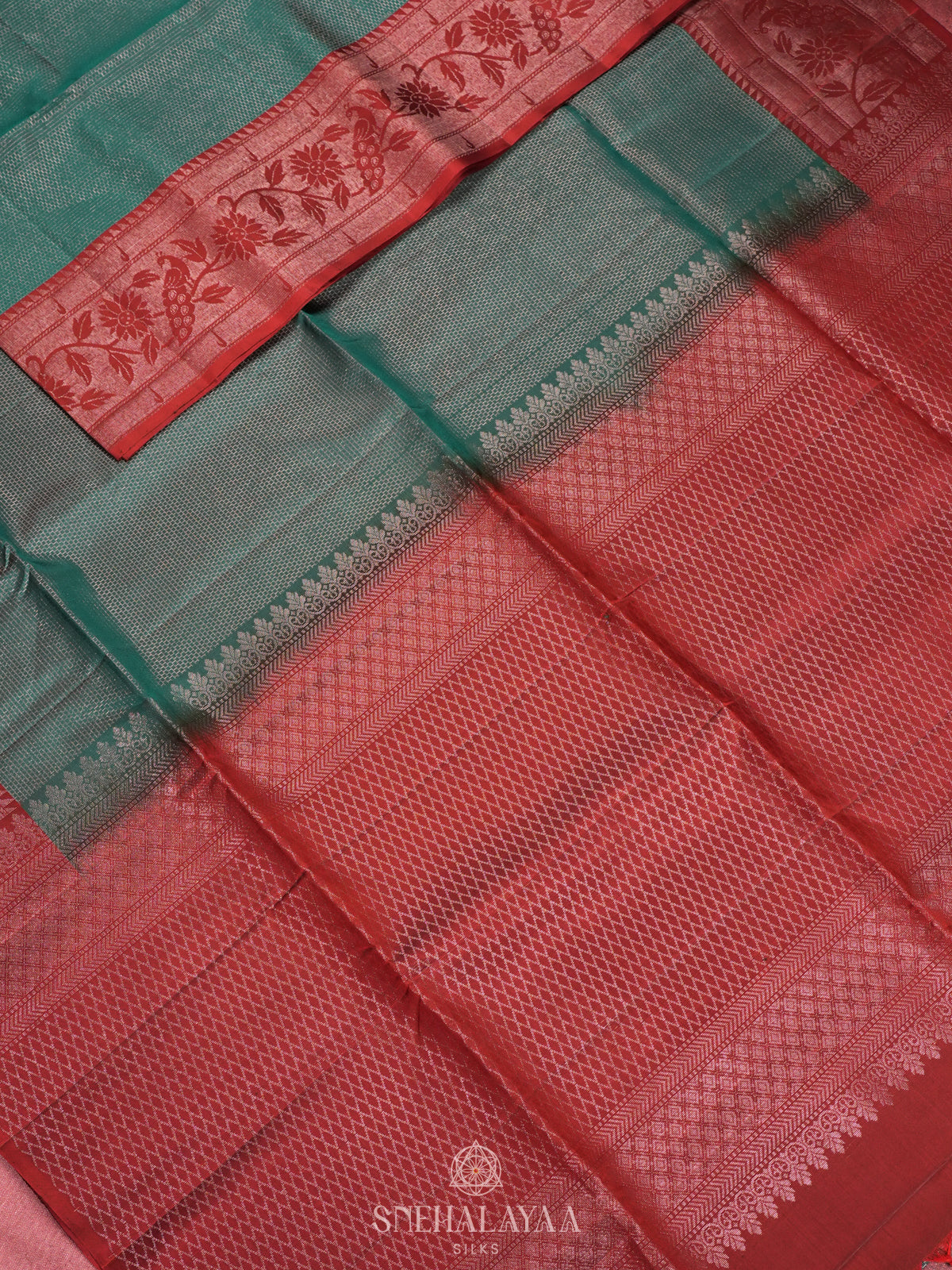 Teal Green Soft Silk Saree
