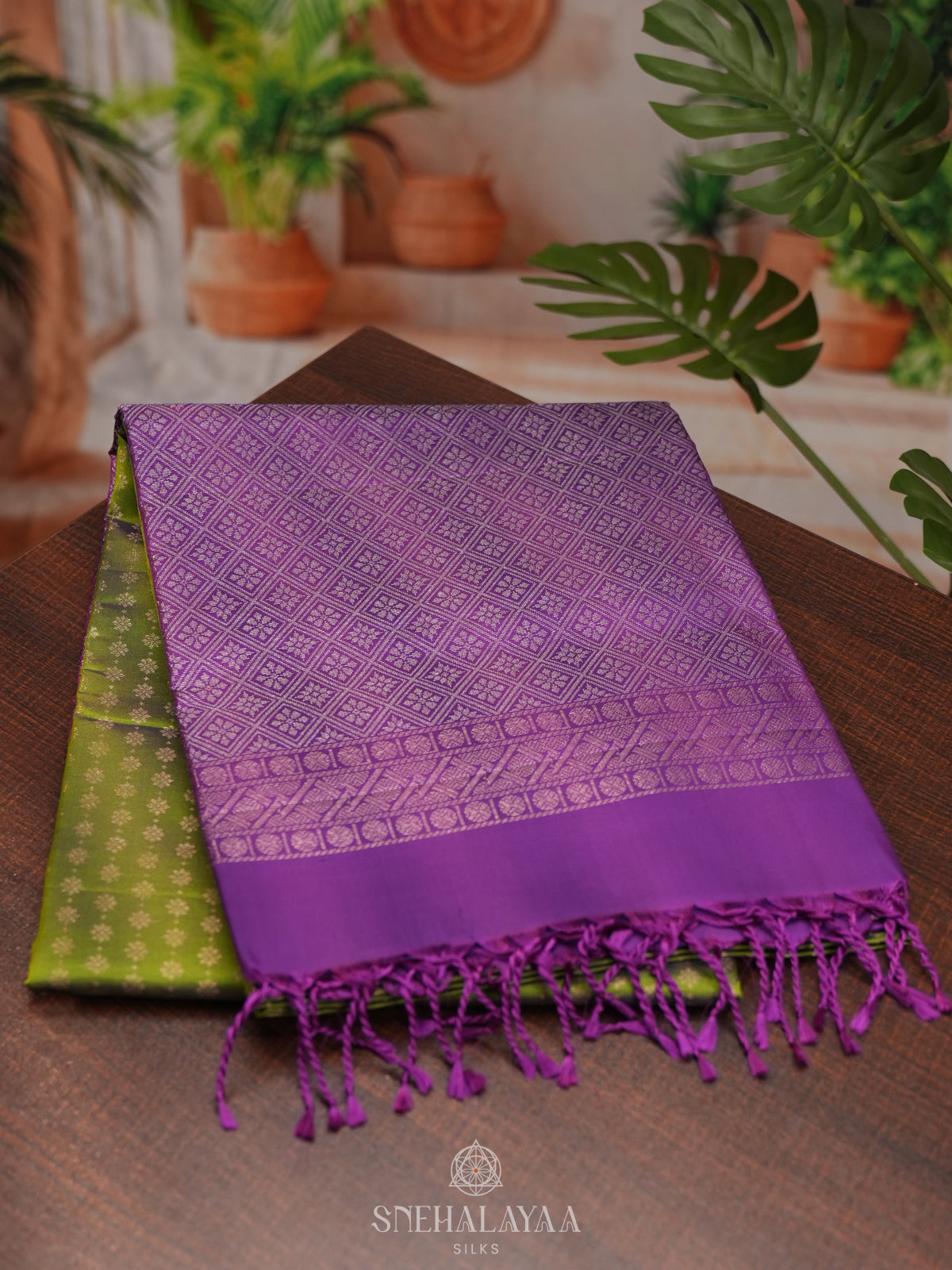 Lime Green Soft Silk Saree