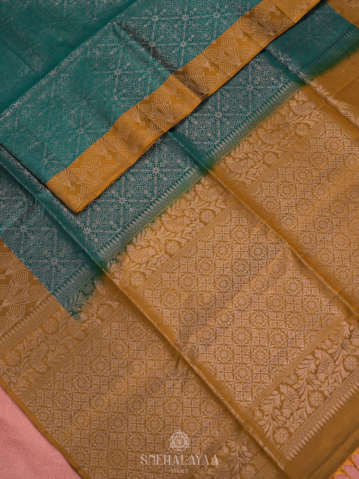 Teal Green Soft Silk Saree