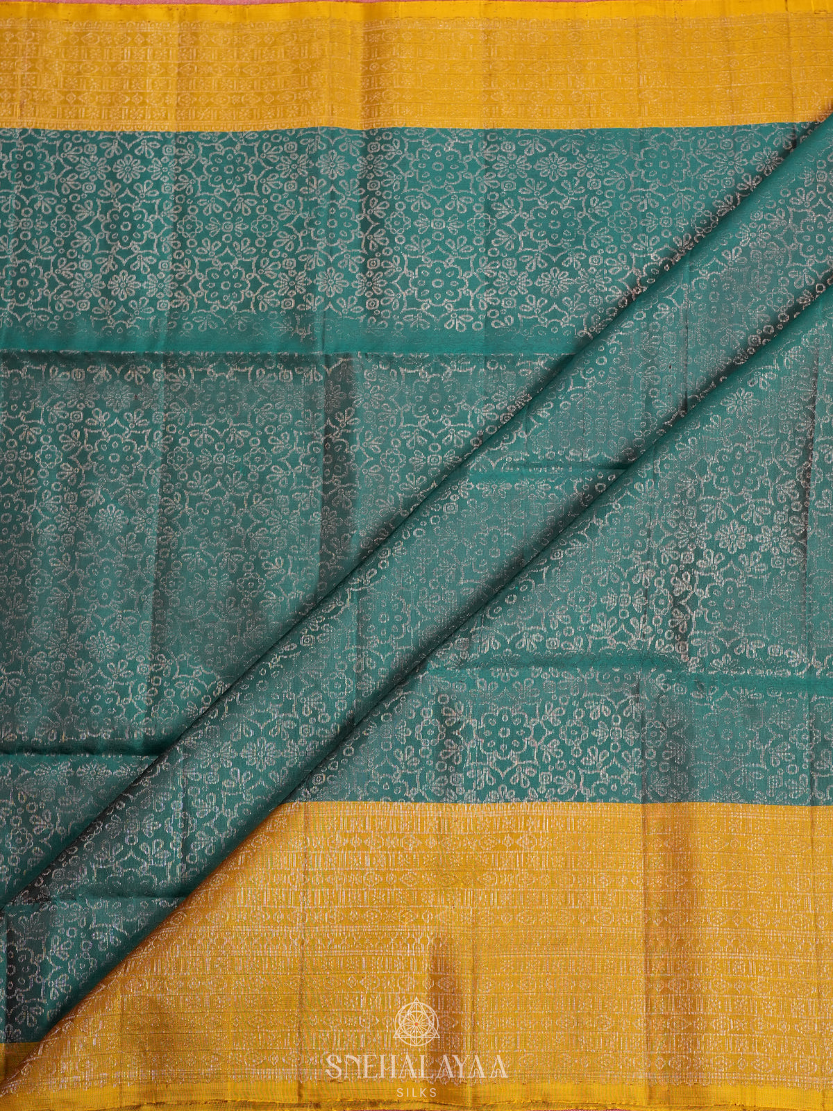 Teal Green Soft Silk Saree