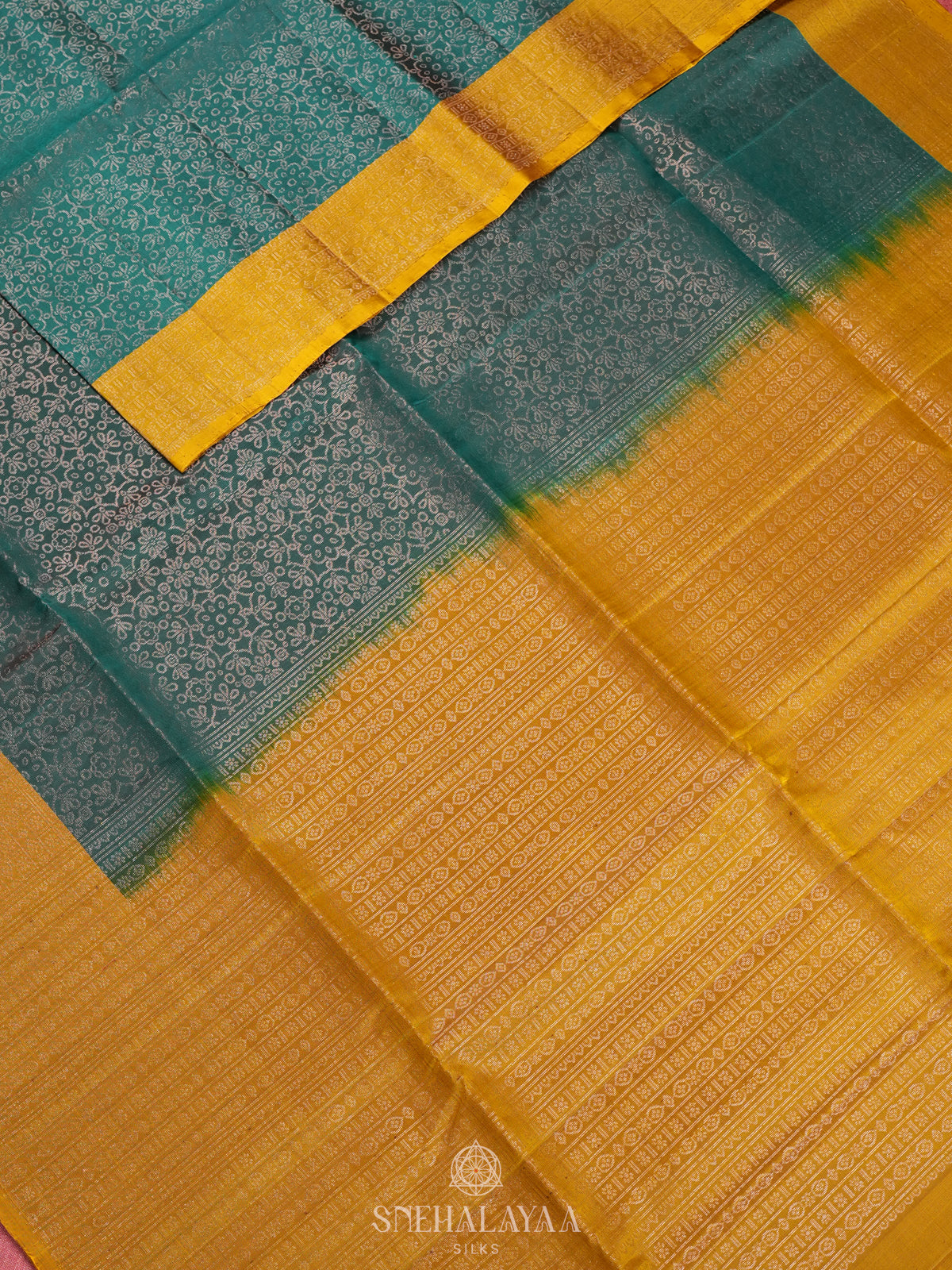 Teal Green Soft Silk Saree