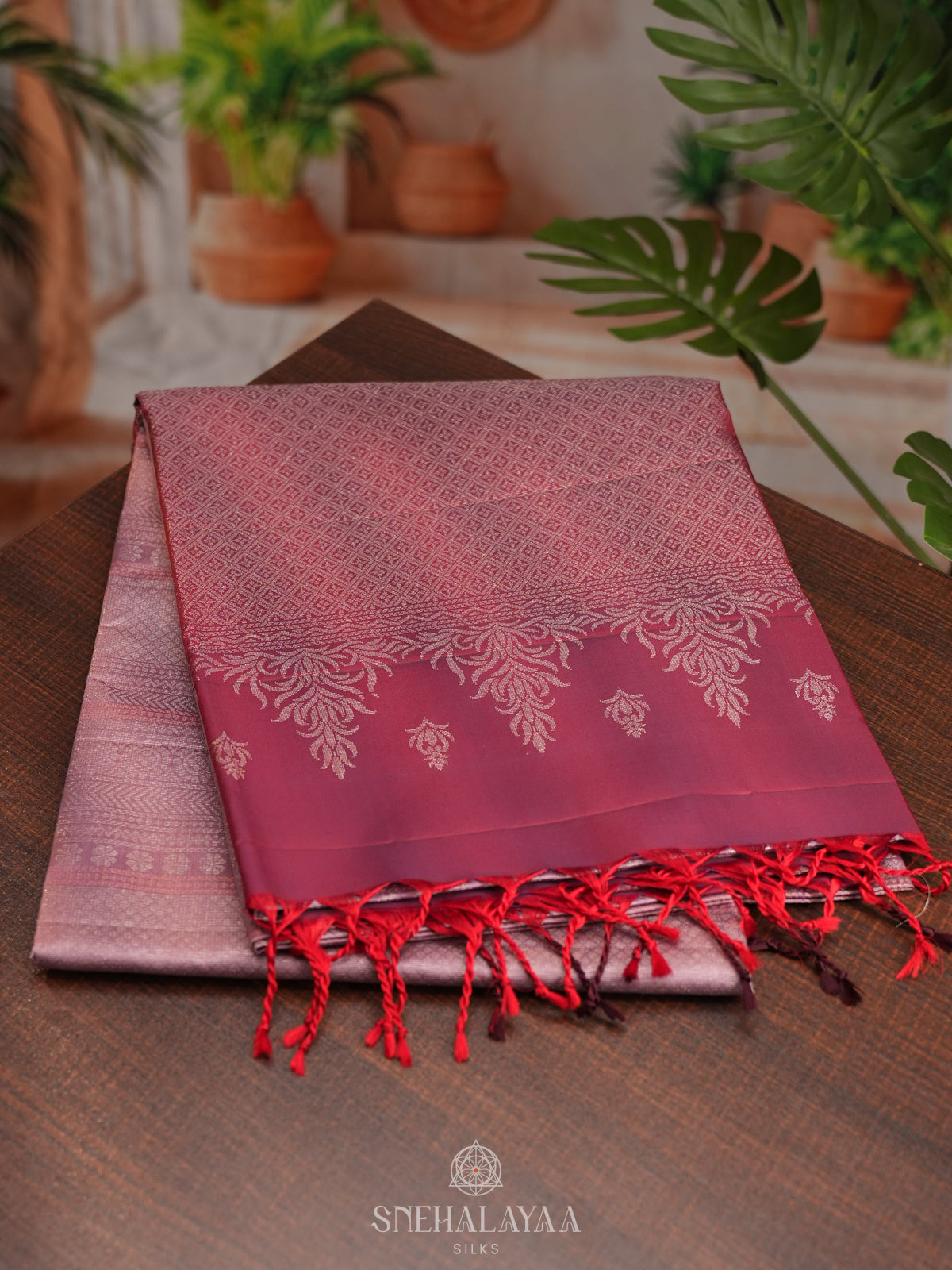 Mauve Pink Soft Silk Saree