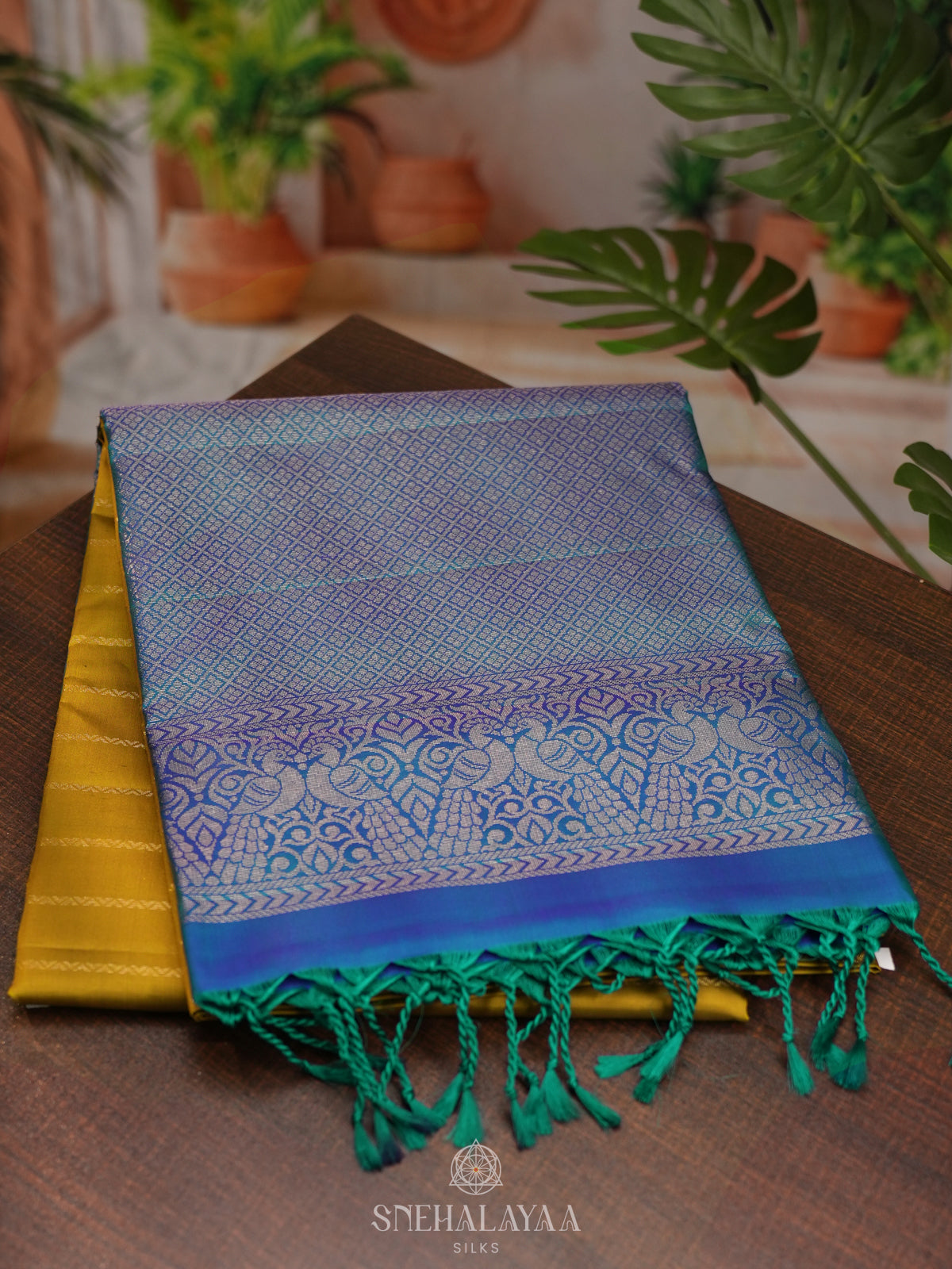 Lime Yellow Soft Silk Saree