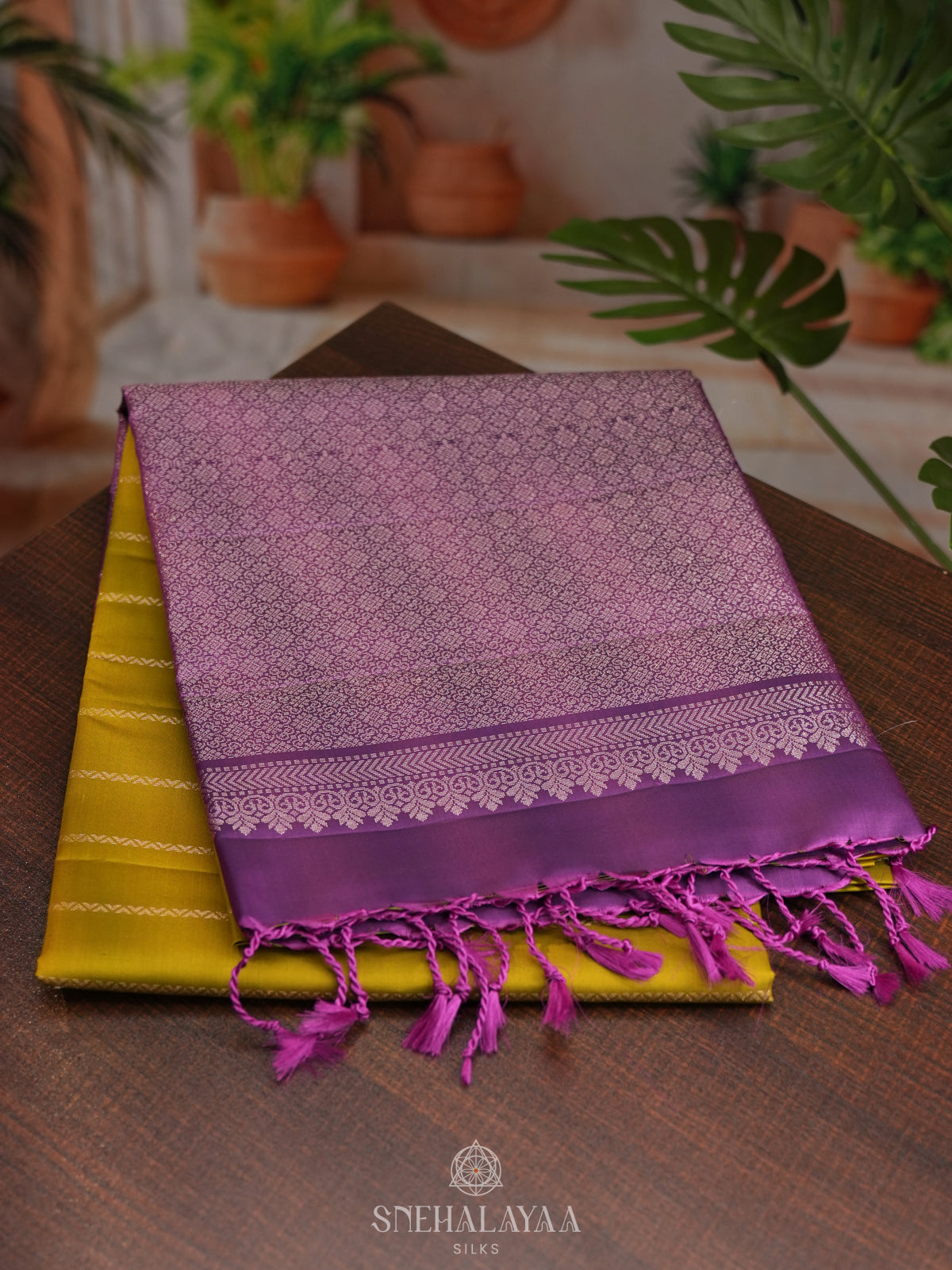 Lime Yellow Soft Silk Saree