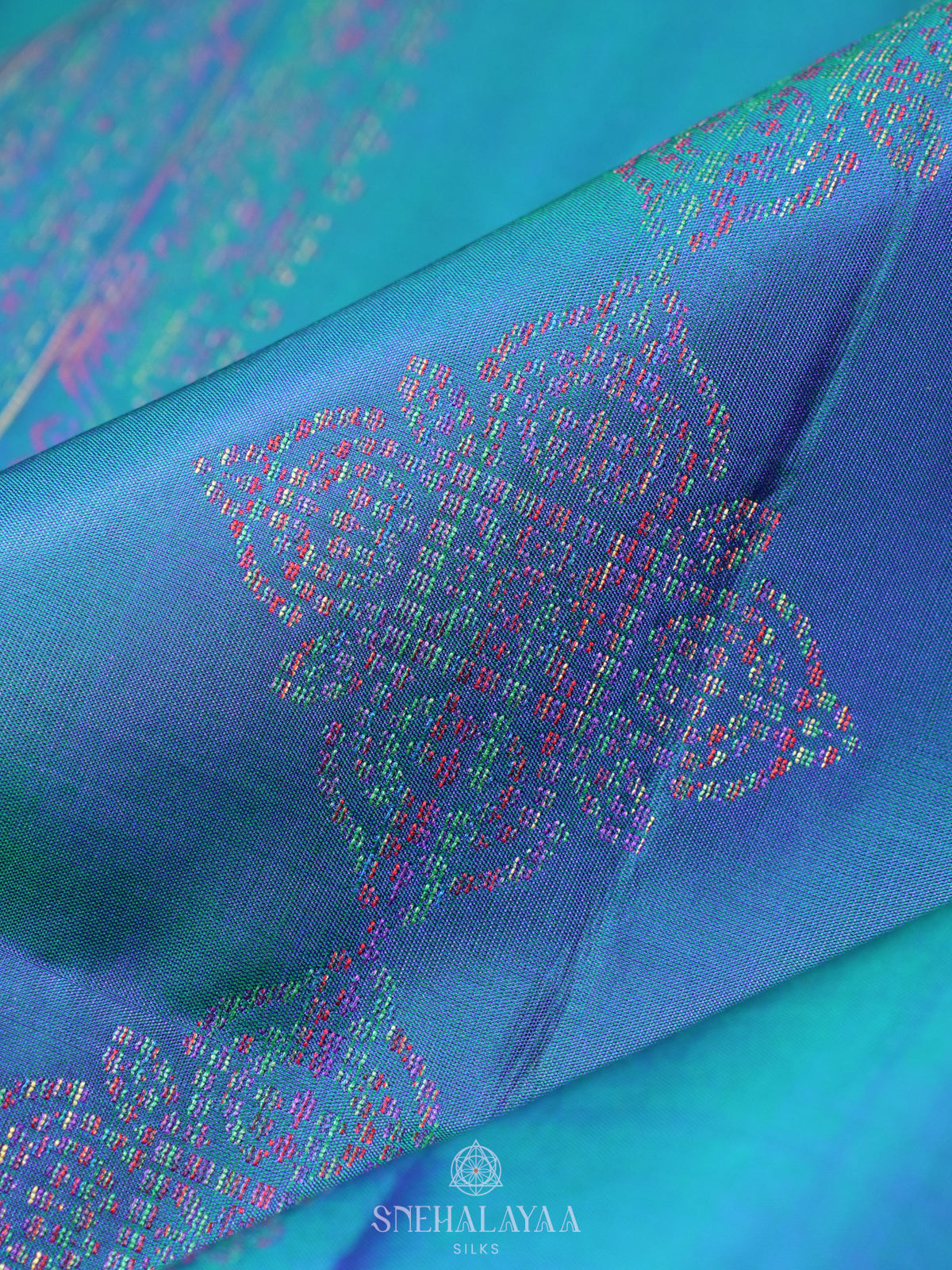 Peacock Blue Soft Silk Saree