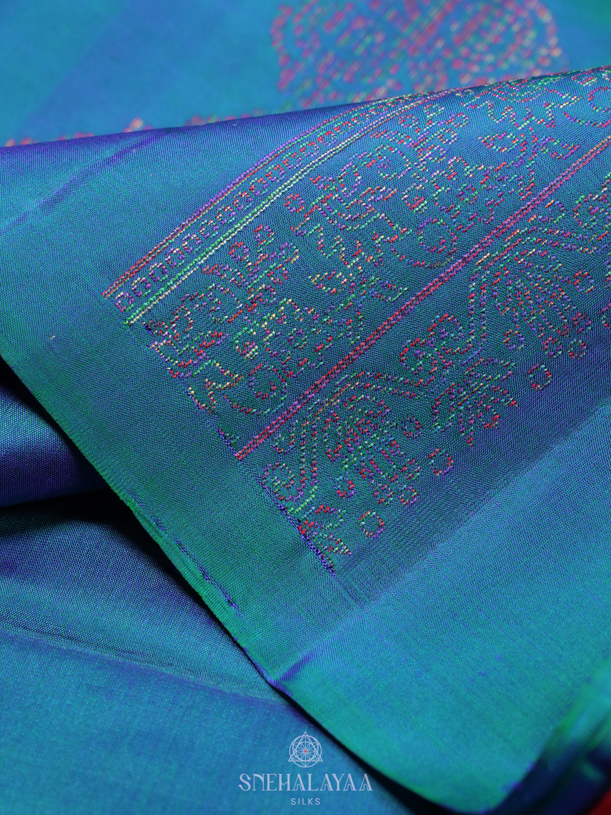 Peacock Blue Soft Silk Saree