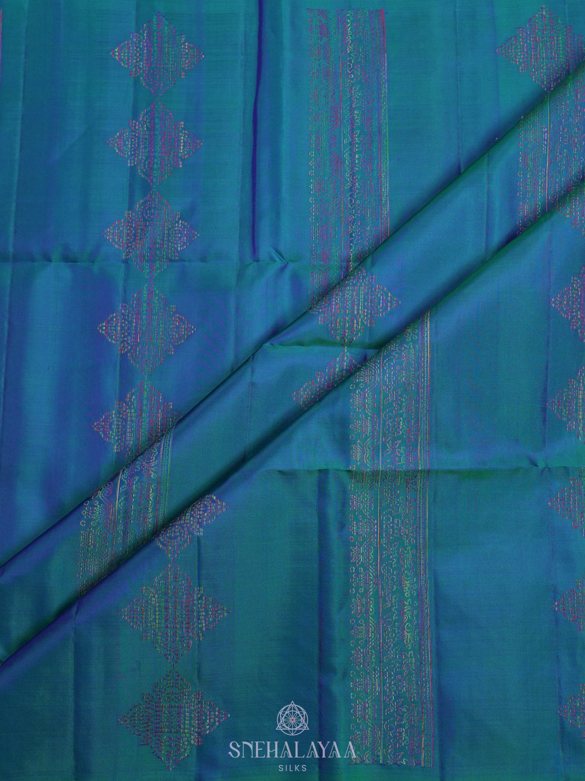 Peacock Blue Soft Silk Saree