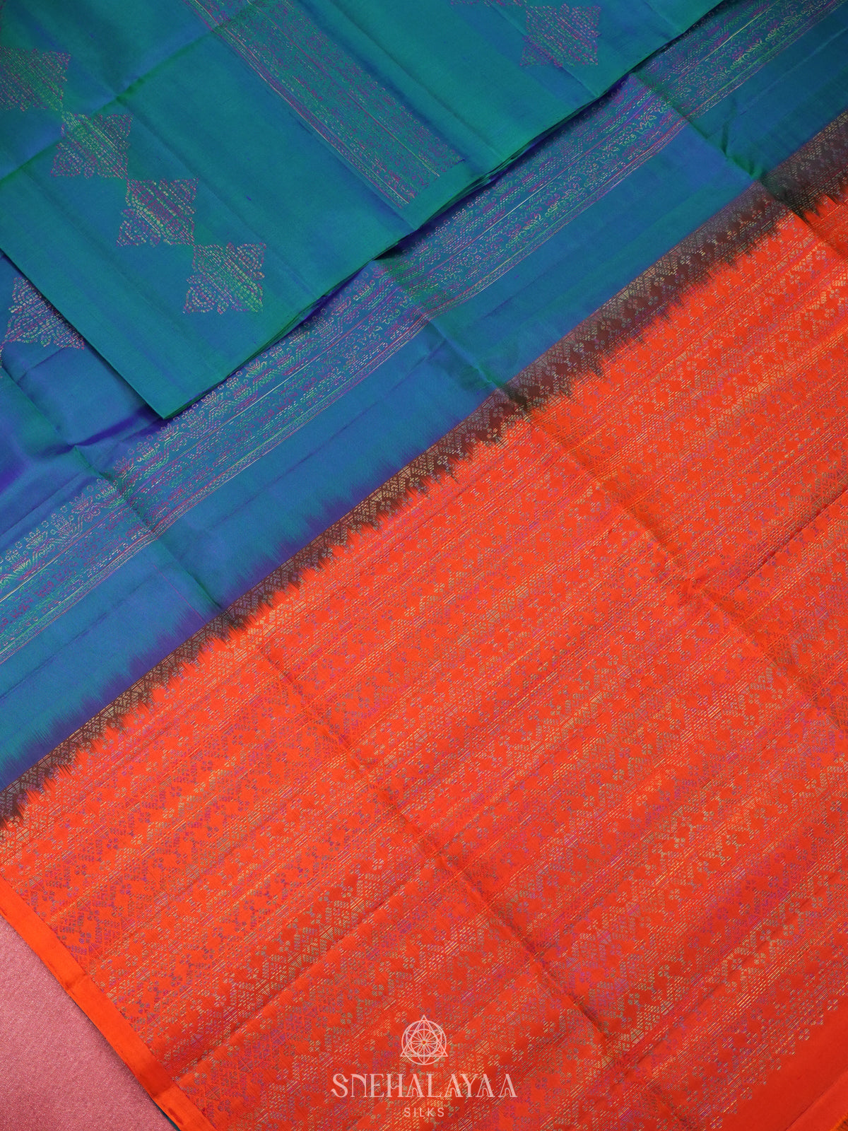 Peacock Blue Soft Silk Saree
