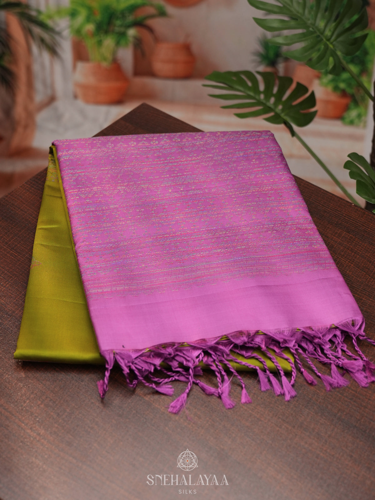 Lime Green Soft Silk Saree