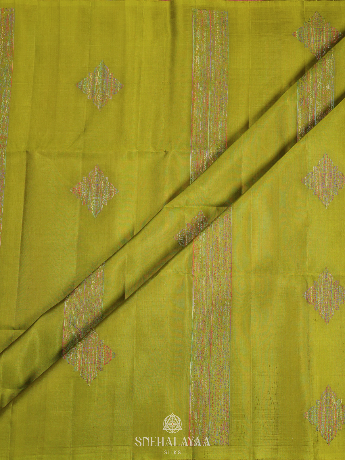 Lime Green Soft Silk Saree