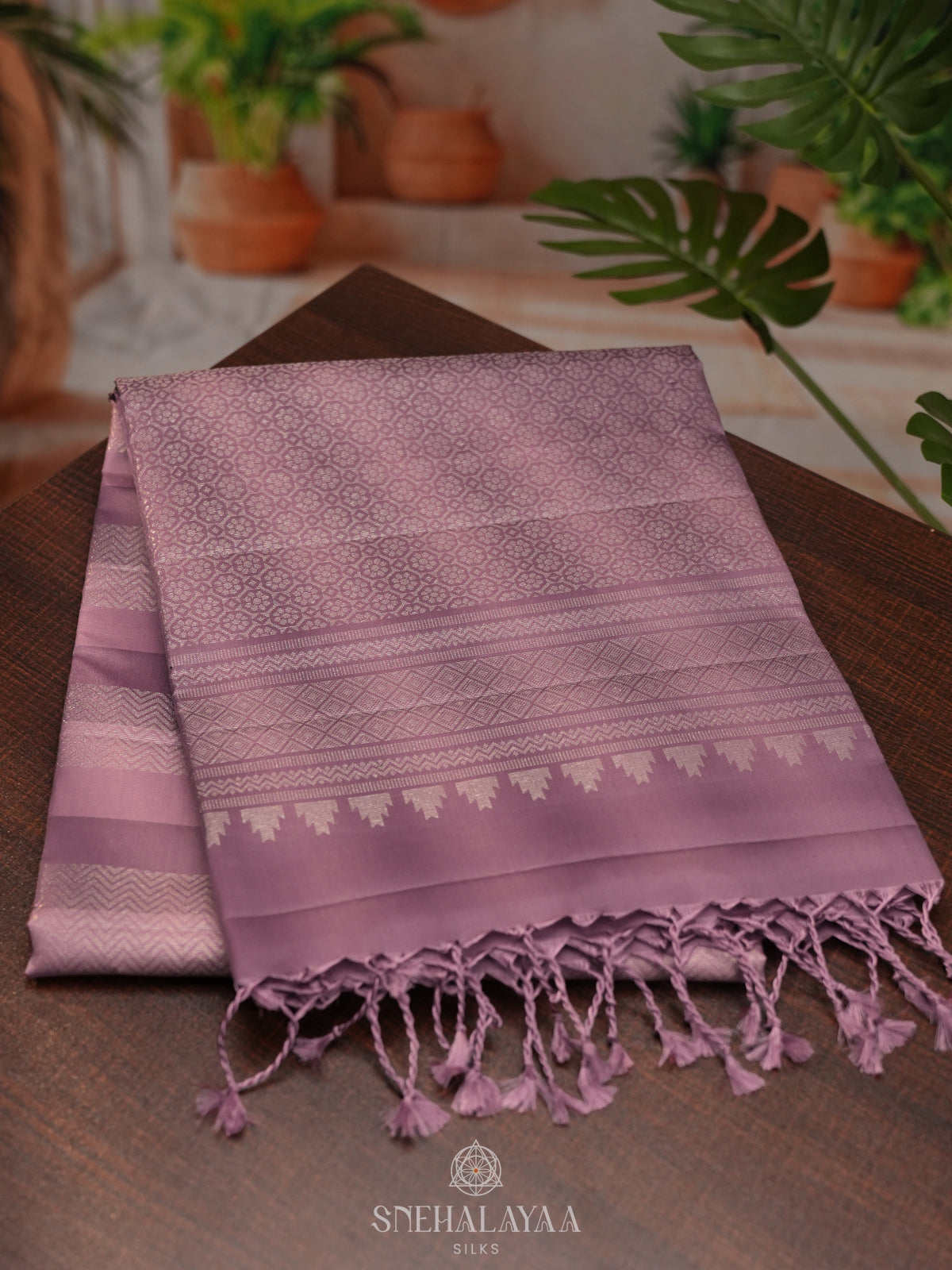 Mauve Pink Soft Silk Saree