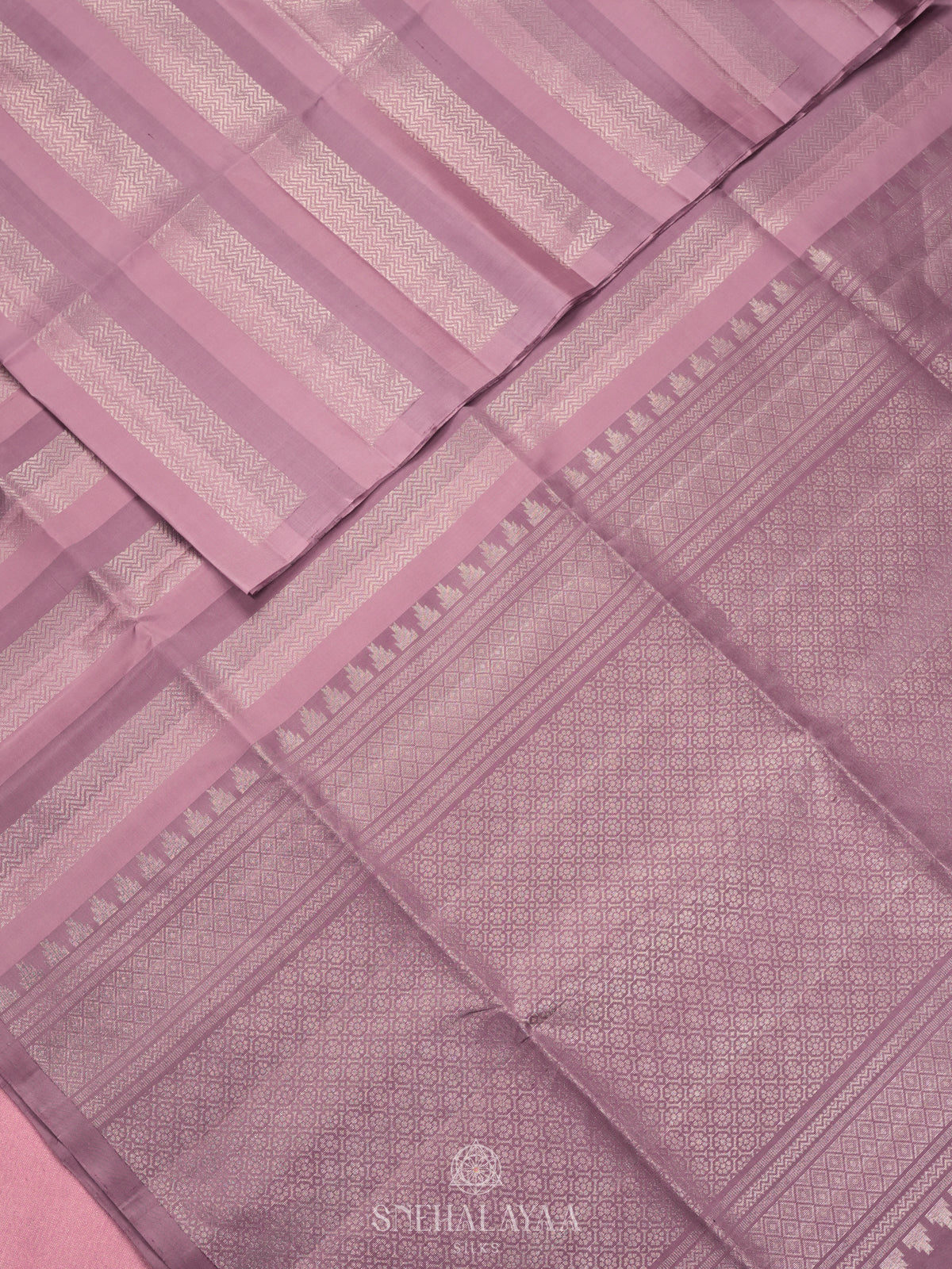 Mauve Pink Soft Silk Saree