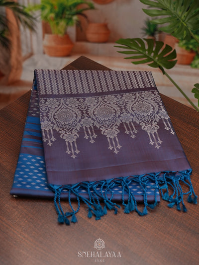 Peacock Blue Soft Silk Saree