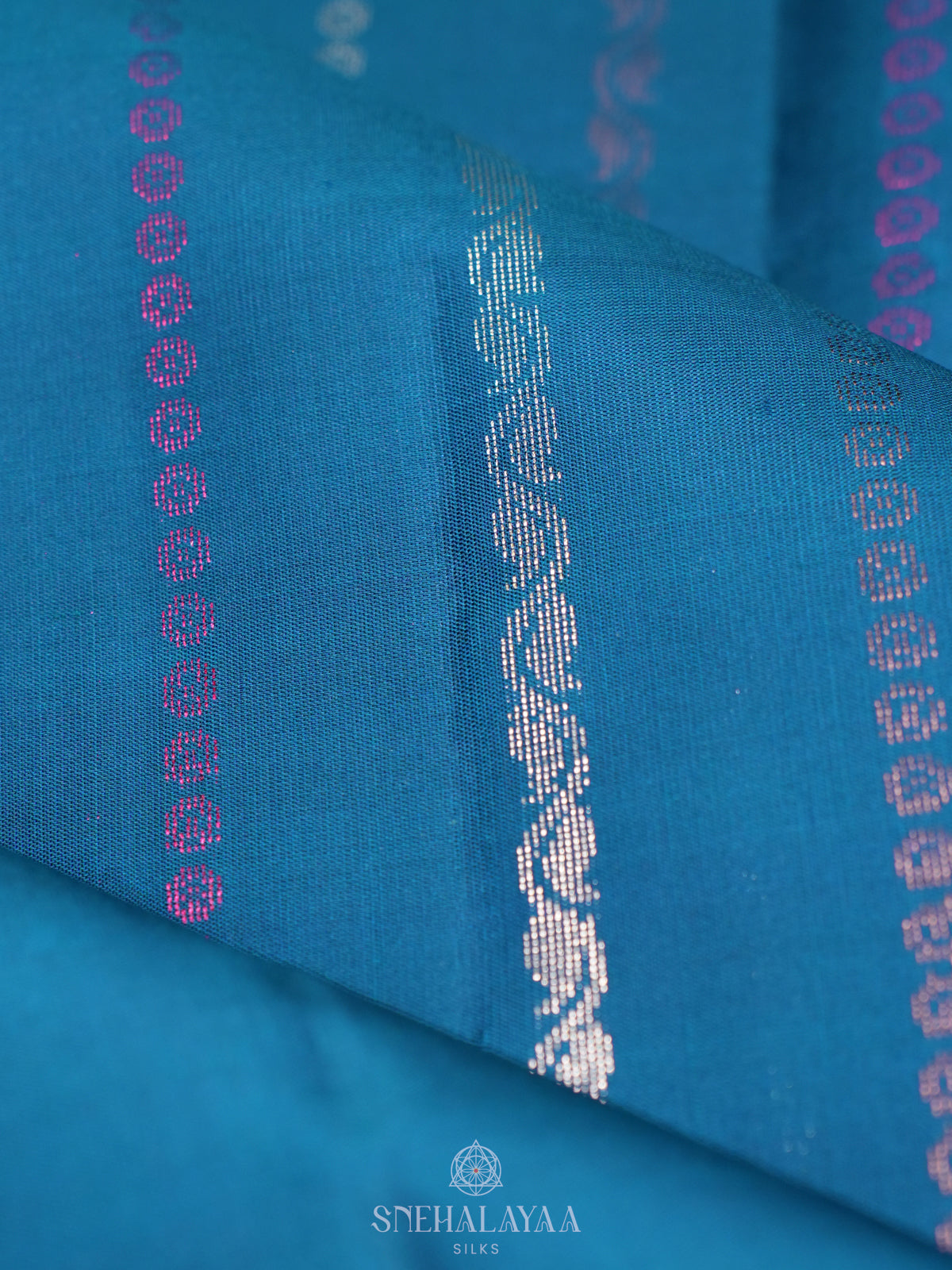 Peacock Blue Soft Silk Saree