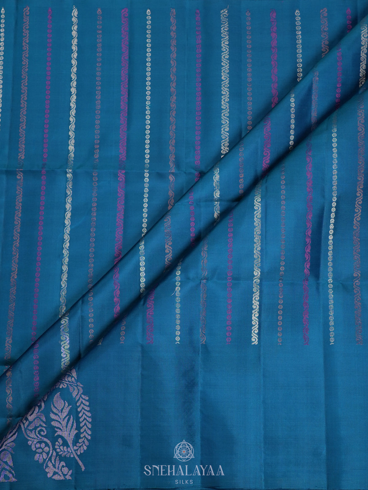 Peacock Blue Soft Silk Saree