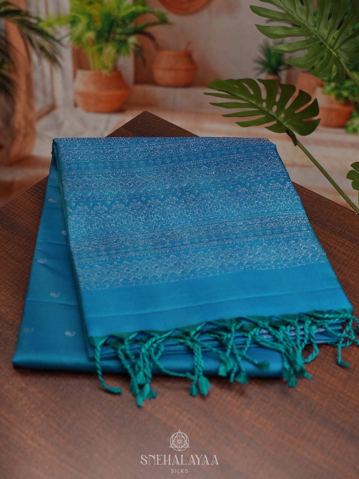 Peacock Blue Soft Silk Saree