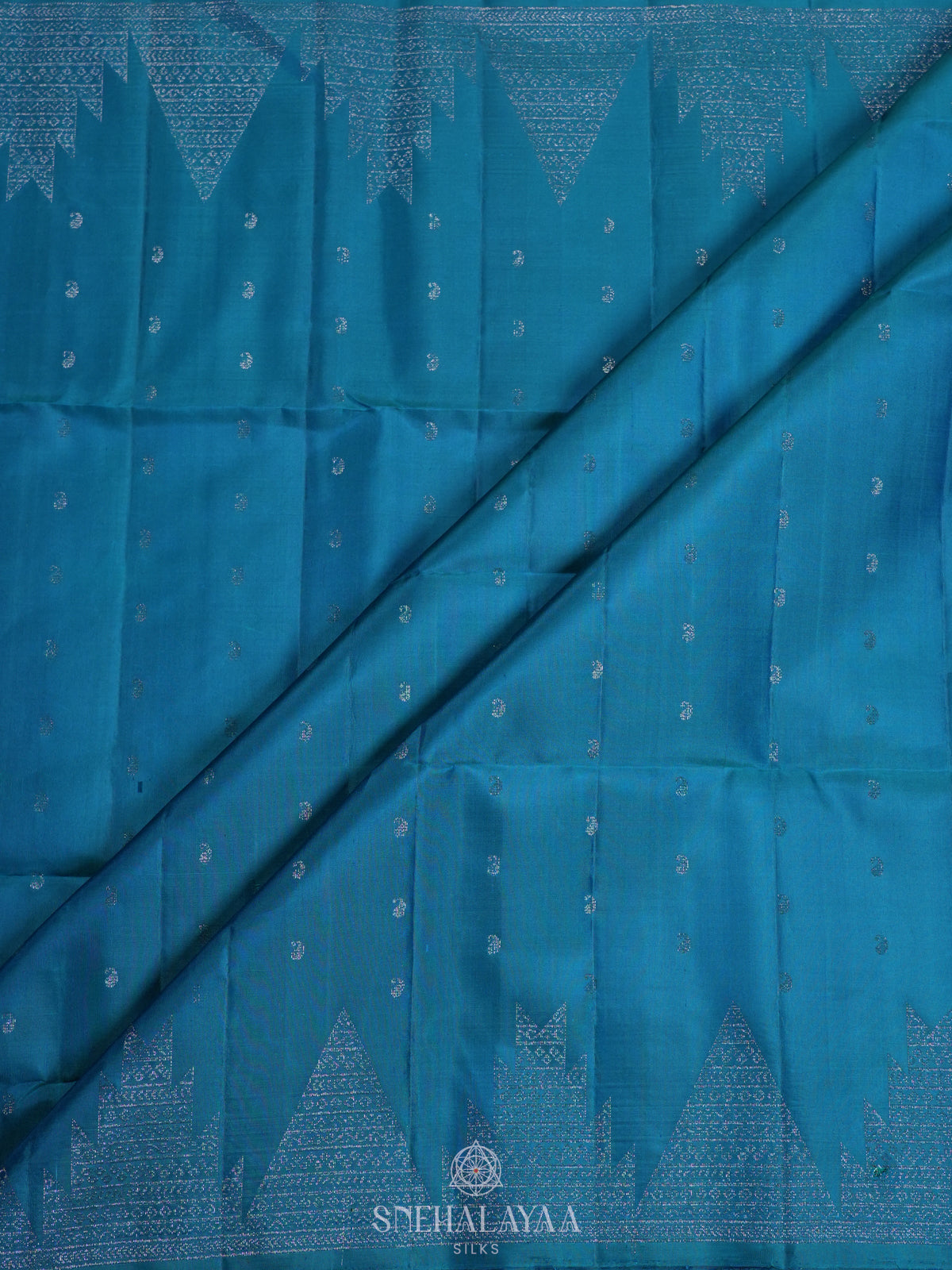 Peacock Blue Soft Silk Saree