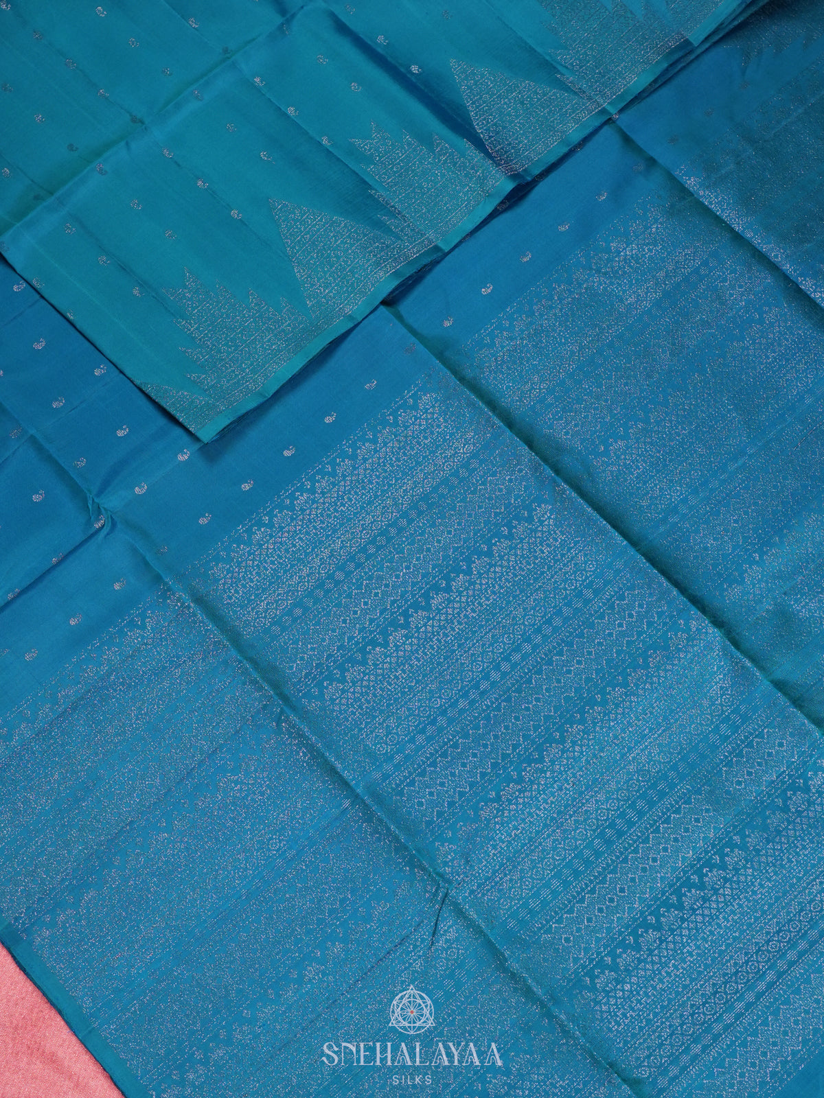 Peacock Blue Soft Silk Saree