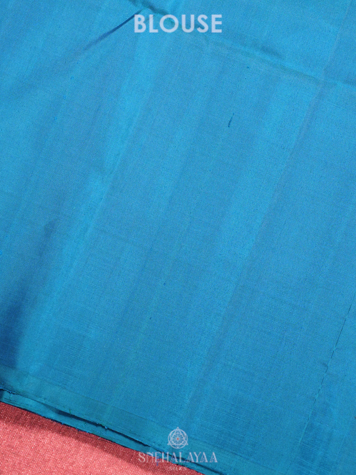 Peacock Blue Soft Silk Saree