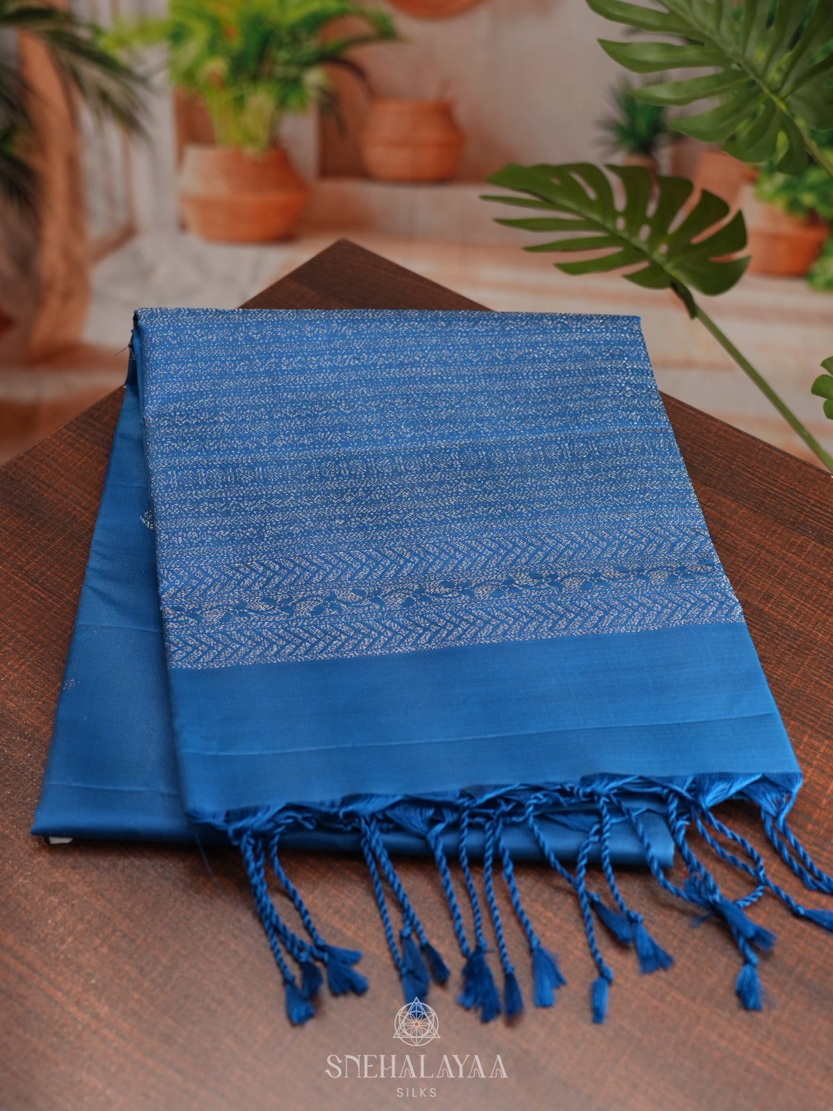 Peacock Blue Soft Silk Saree