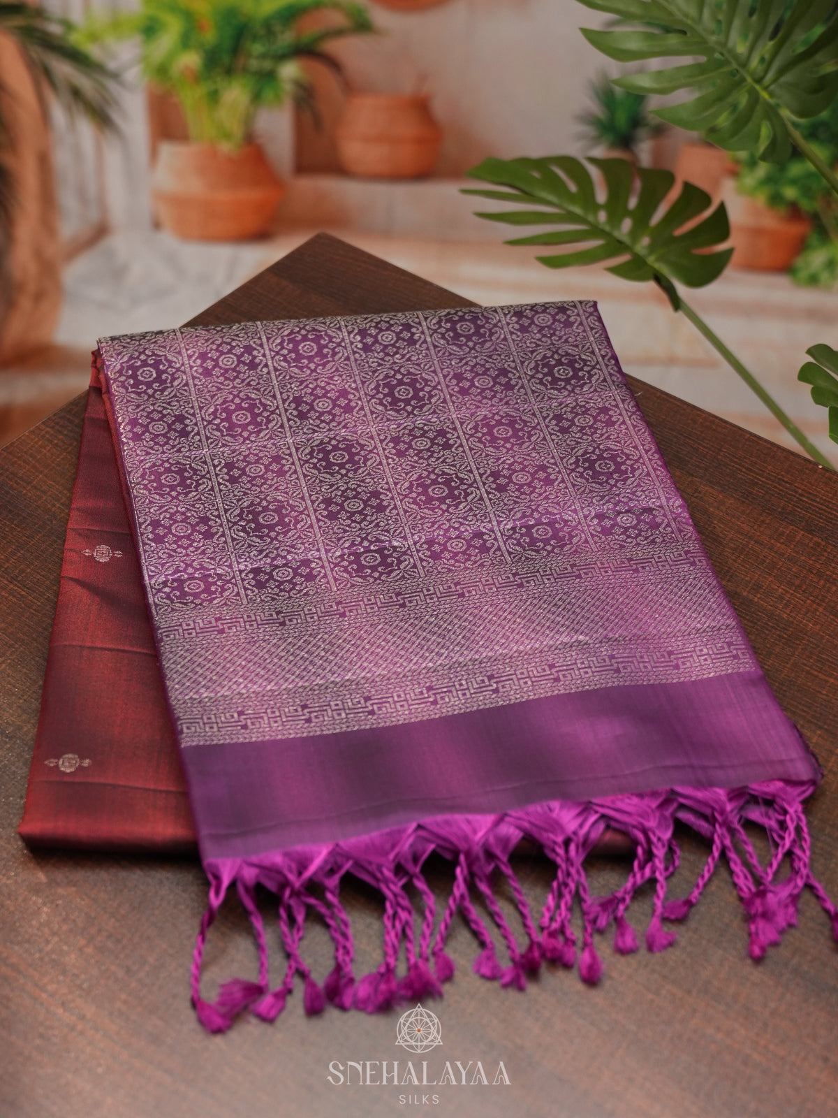 Maroon Soft Silk Saree
