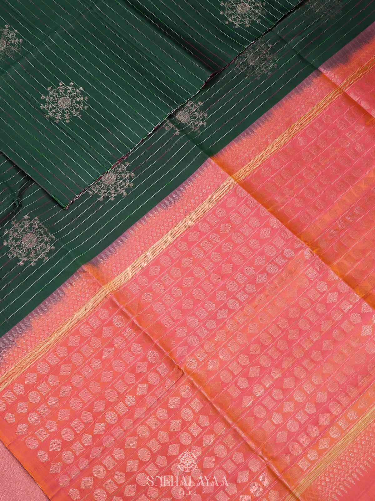 Forest Green Soft Silk Saree