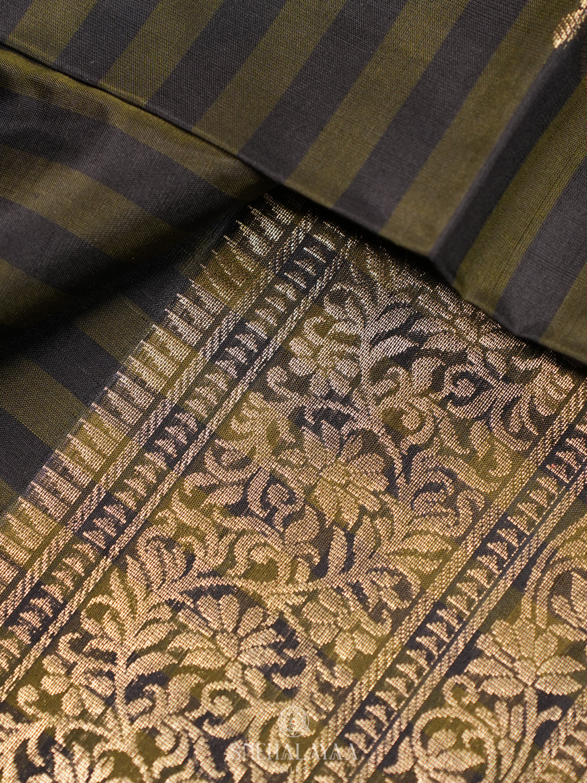 Olive Green Soft Silk Saree