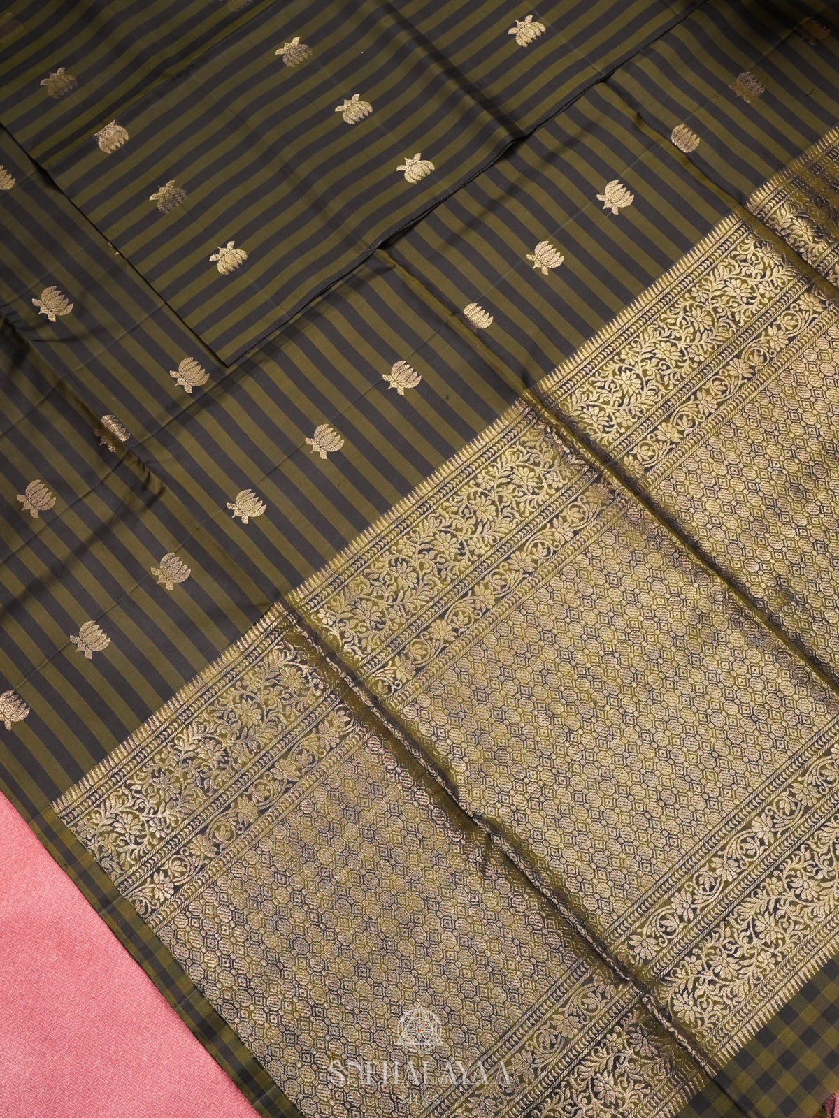 Olive Green Soft Silk Saree