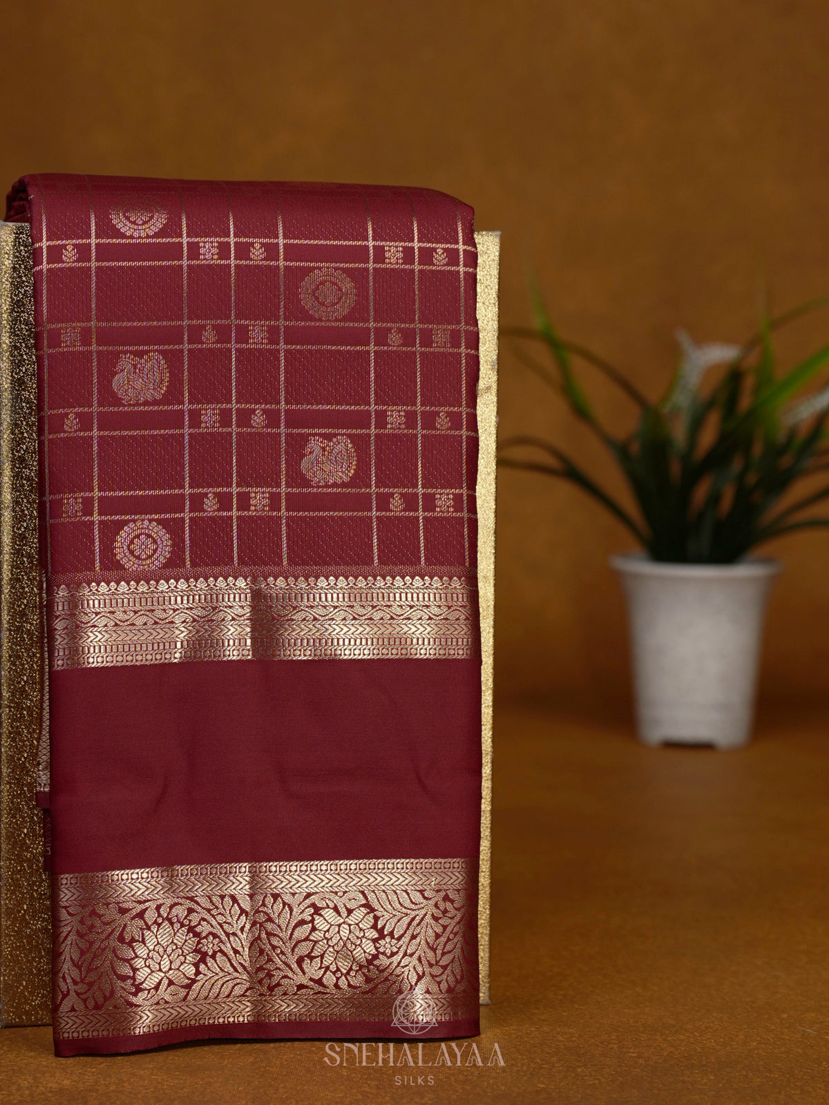 Maroon Art Silk Saree