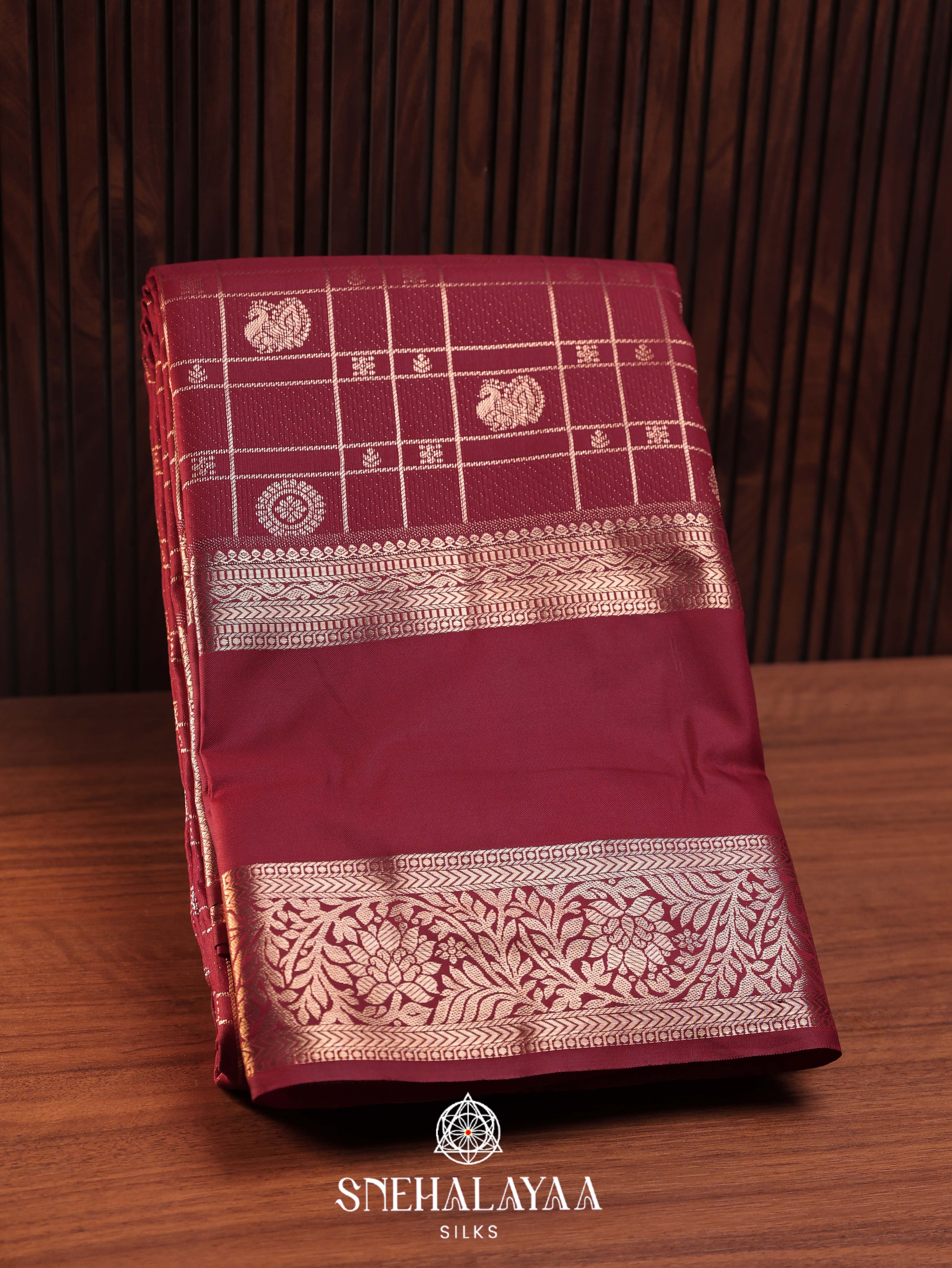 Maroon Art Silk Saree