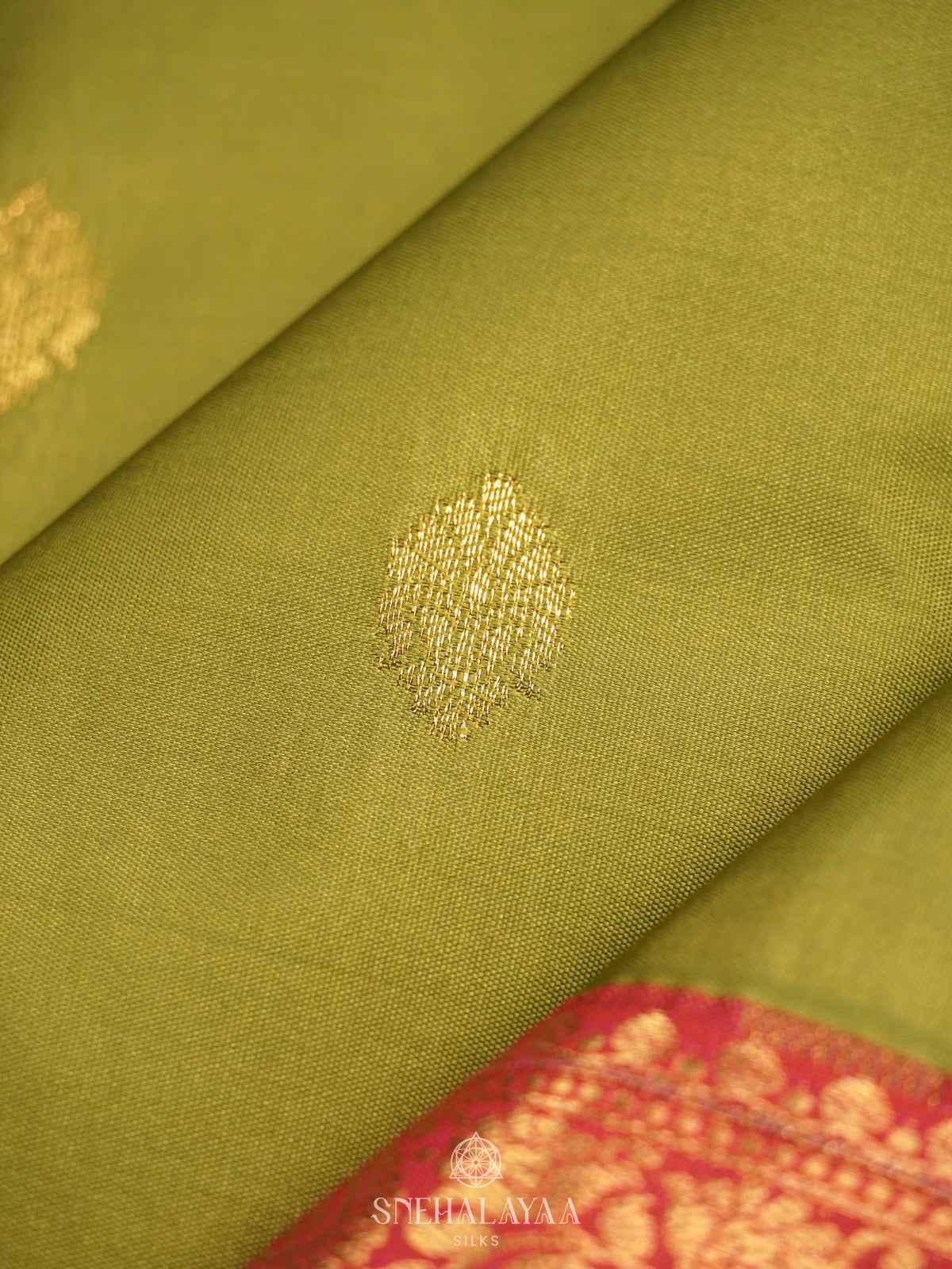 Lime Green Art Silk Saree