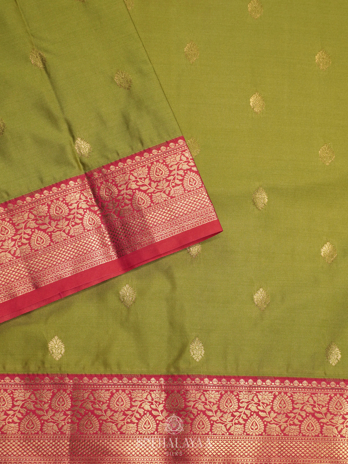 Lime Green Art Silk Saree