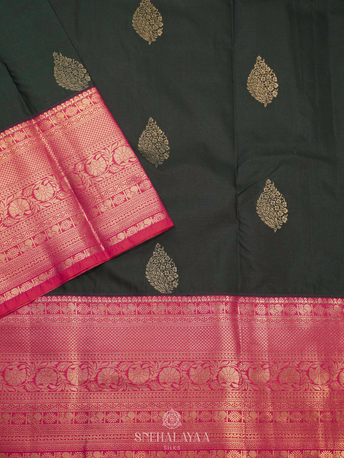 Forest Green Art Silk Saree