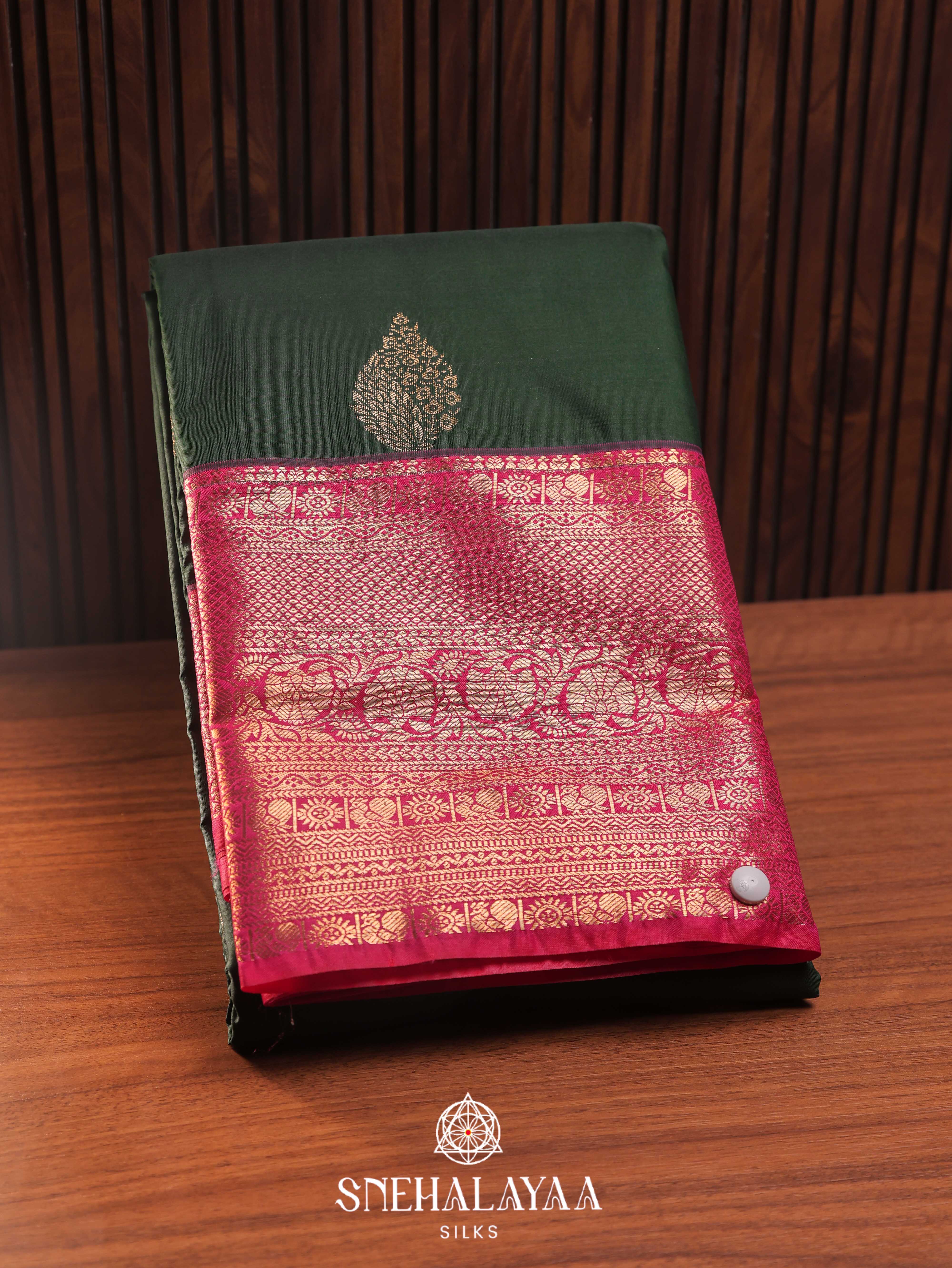 Forest Green Art Silk Saree