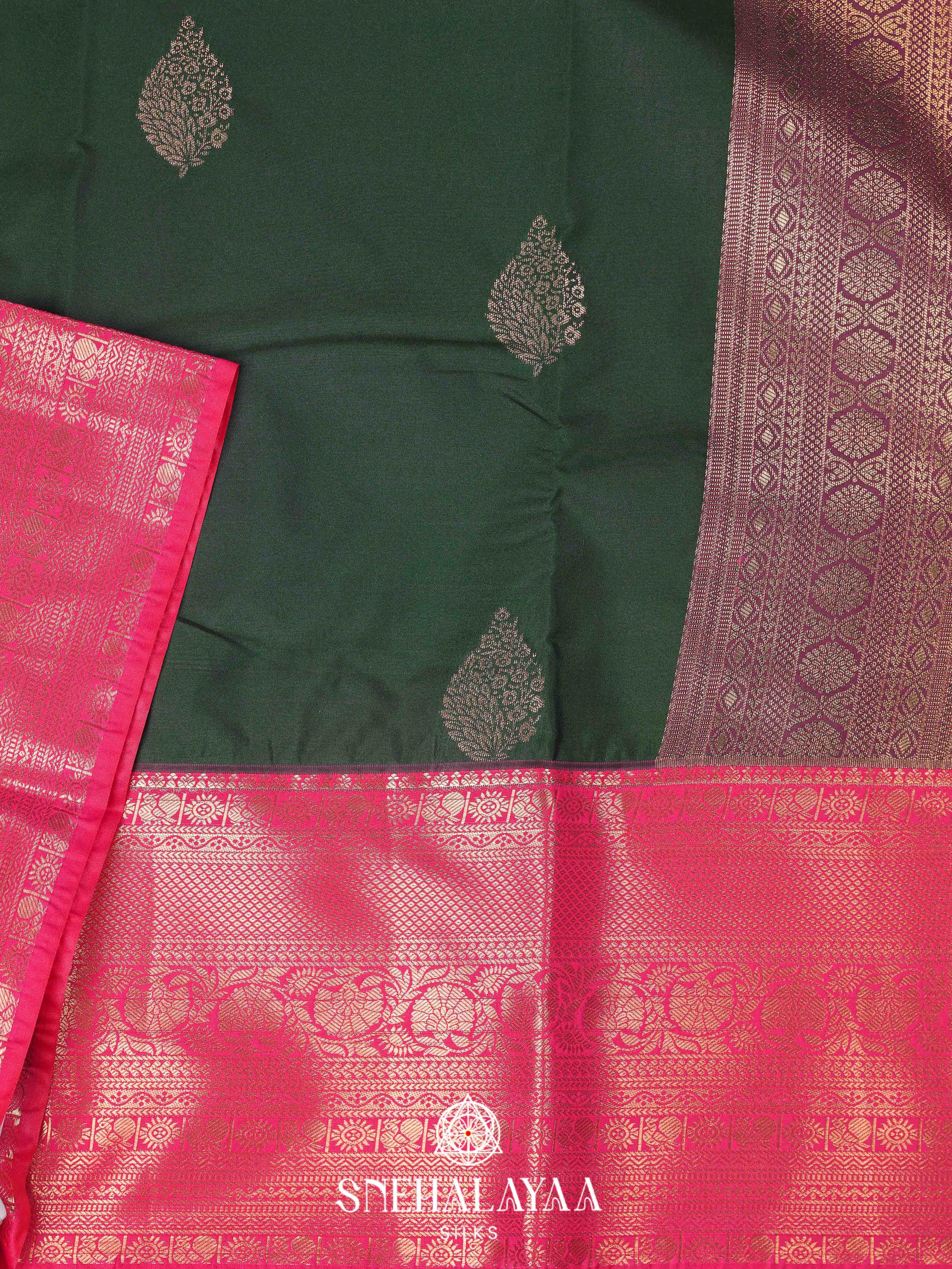 Forest Green Art Silk Saree