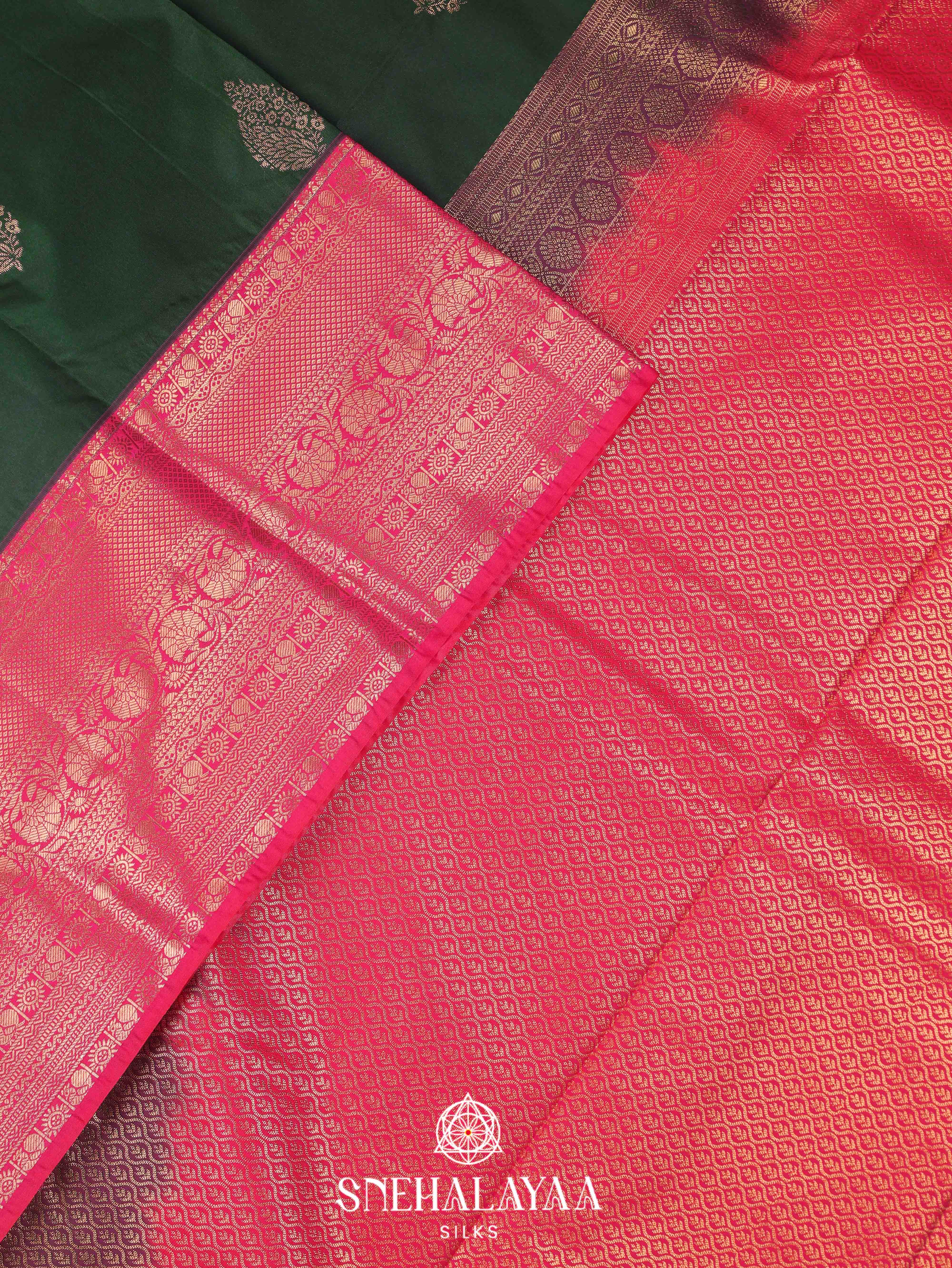 Forest Green Art Silk Saree