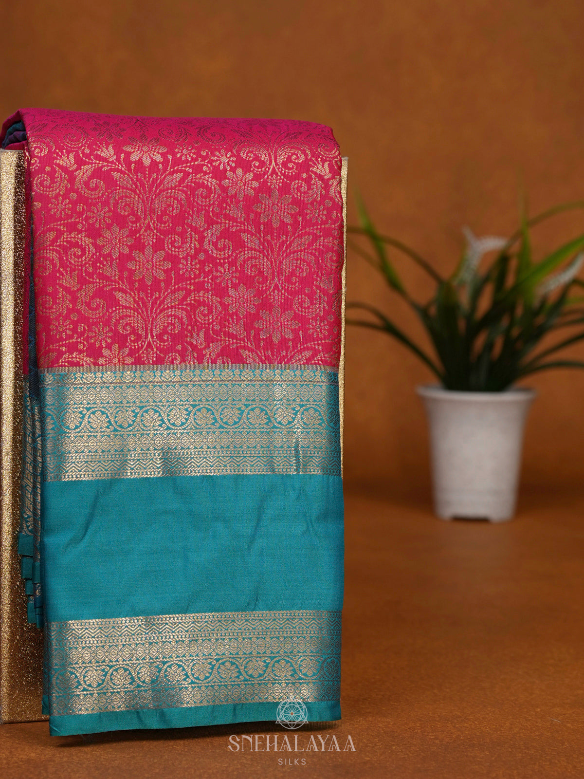 Ruby Red Art Silk Saree