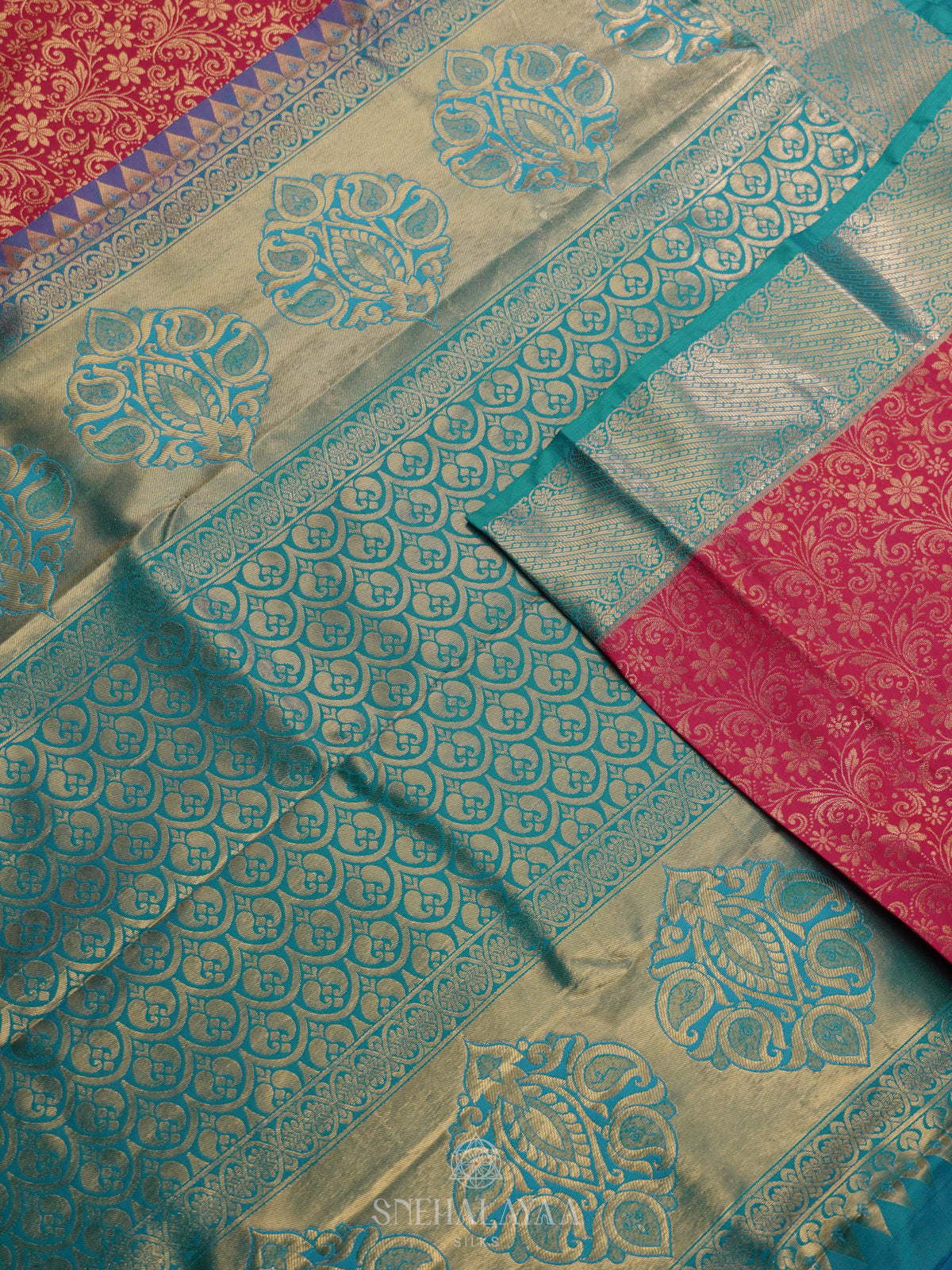 Ruby Red Art Silk Saree