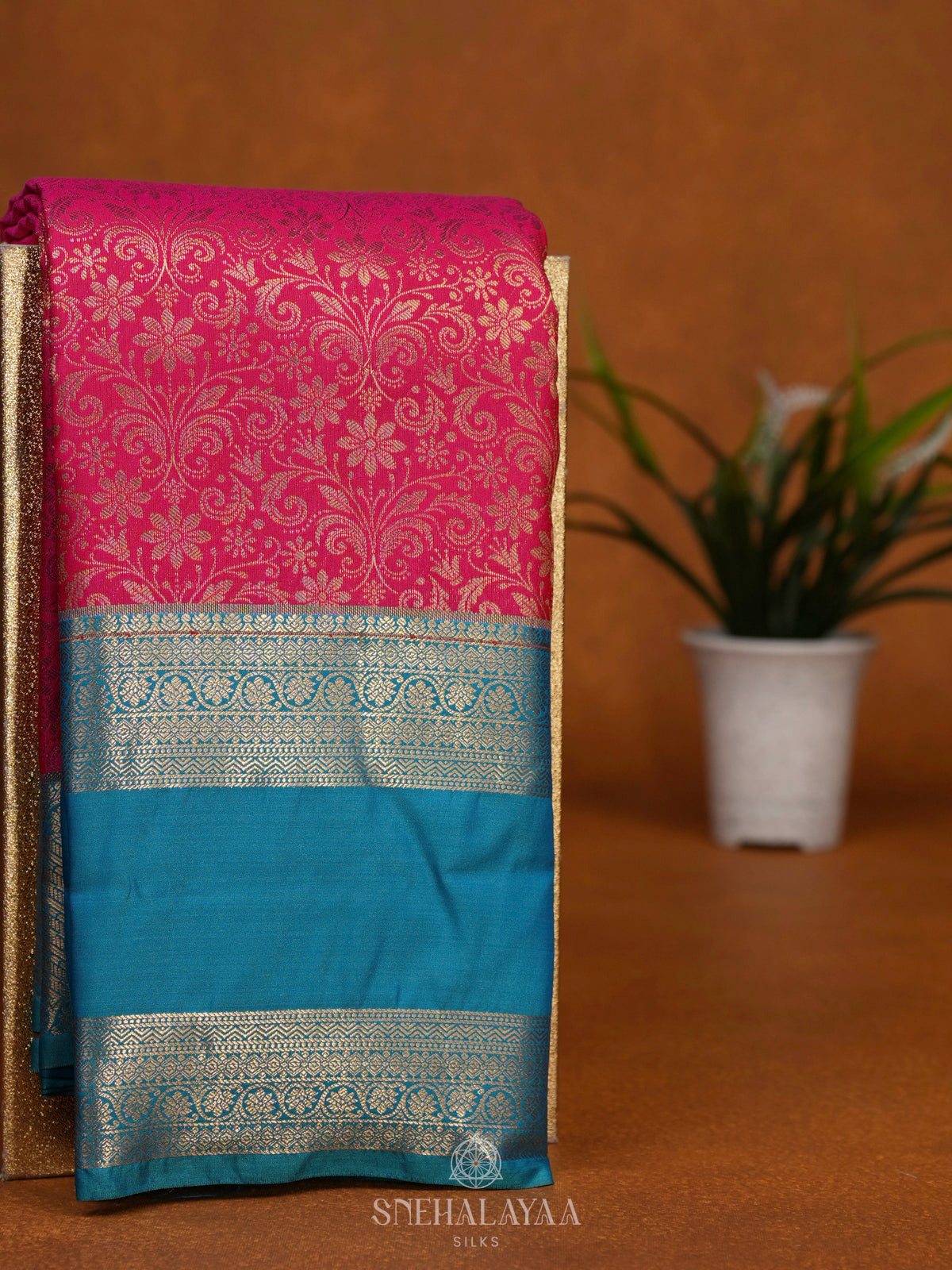 Ruby Red Art Silk Saree