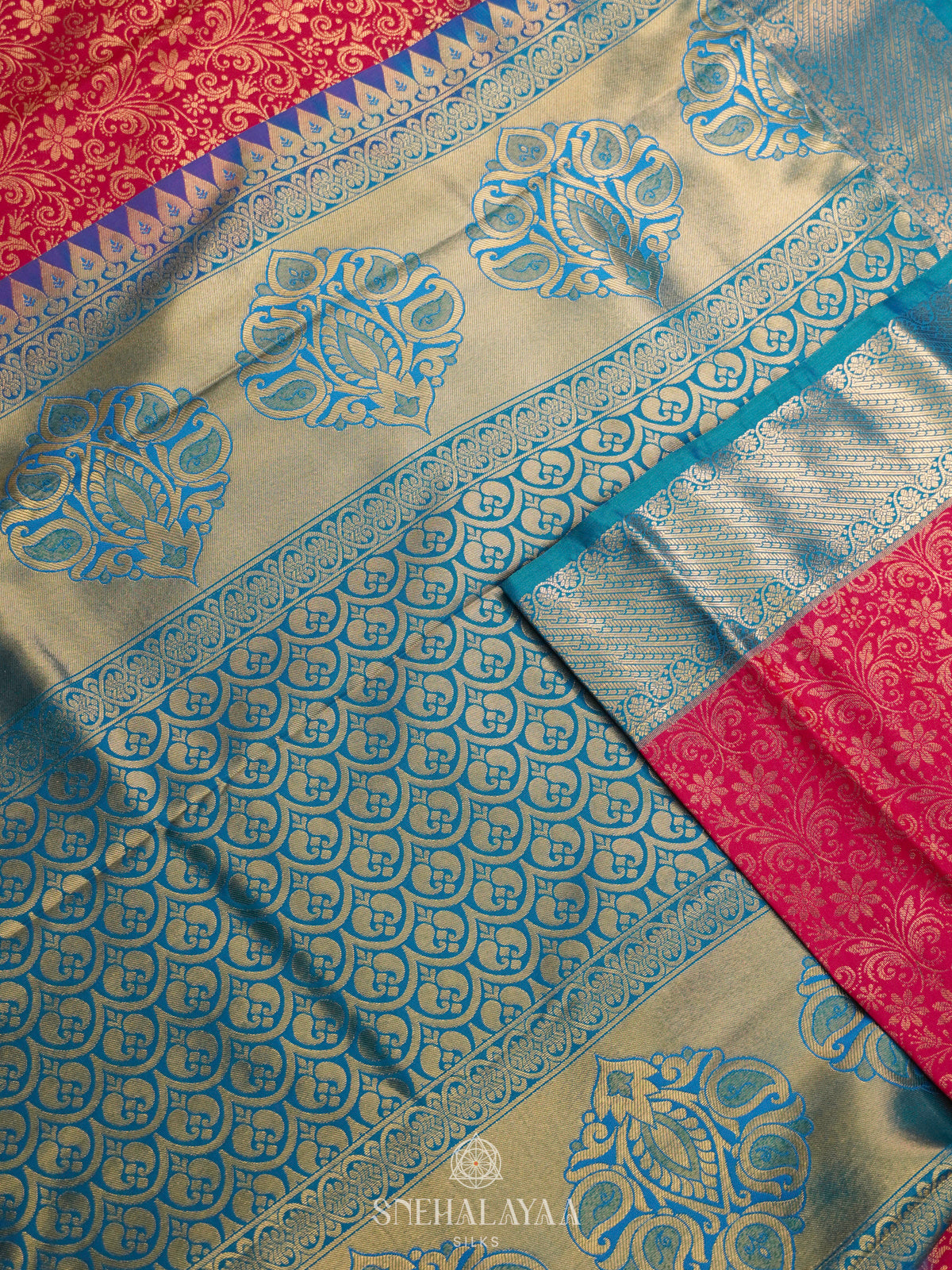 Ruby Red Art Silk Saree