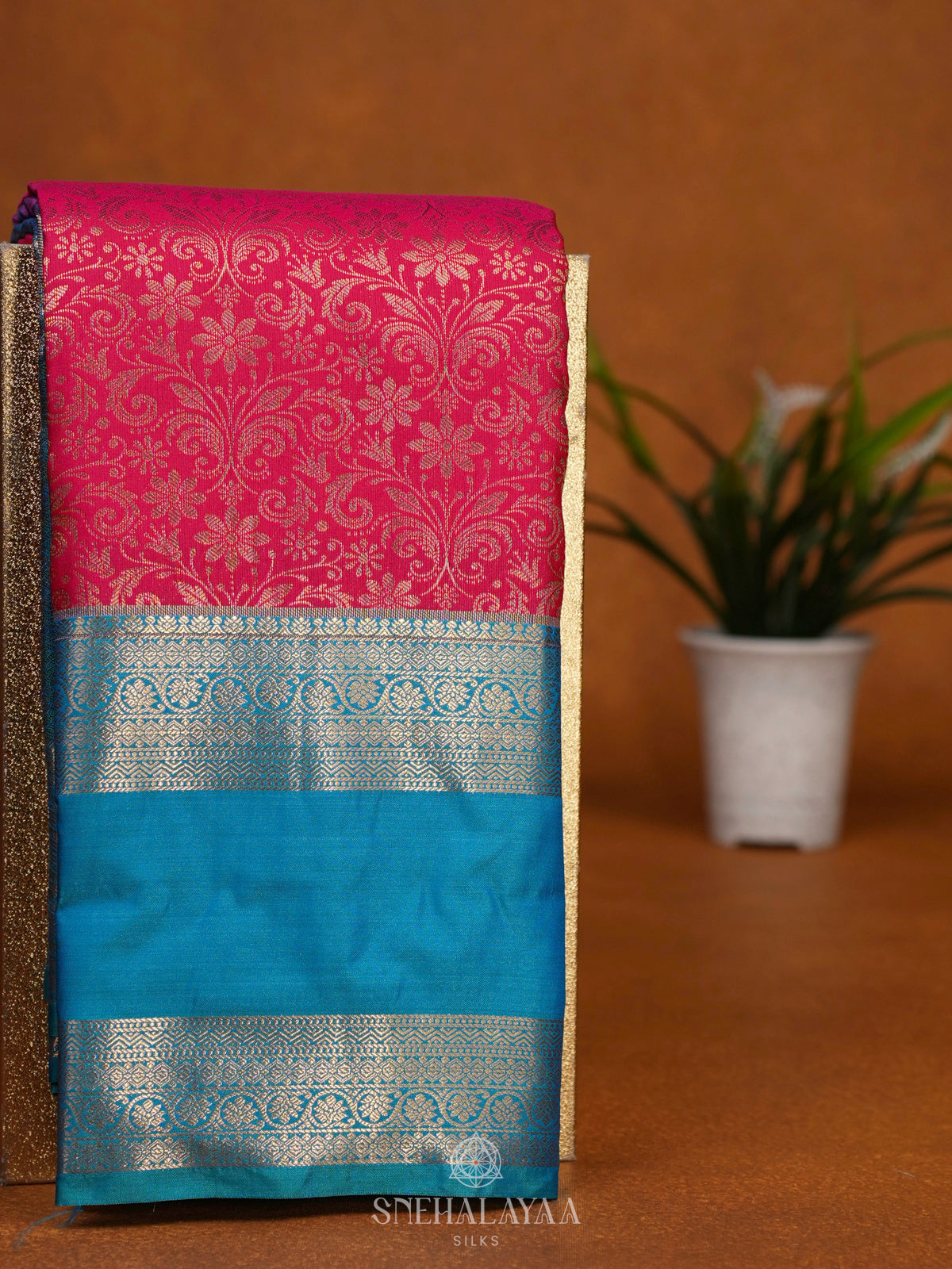 Ruby Red Art Silk Saree