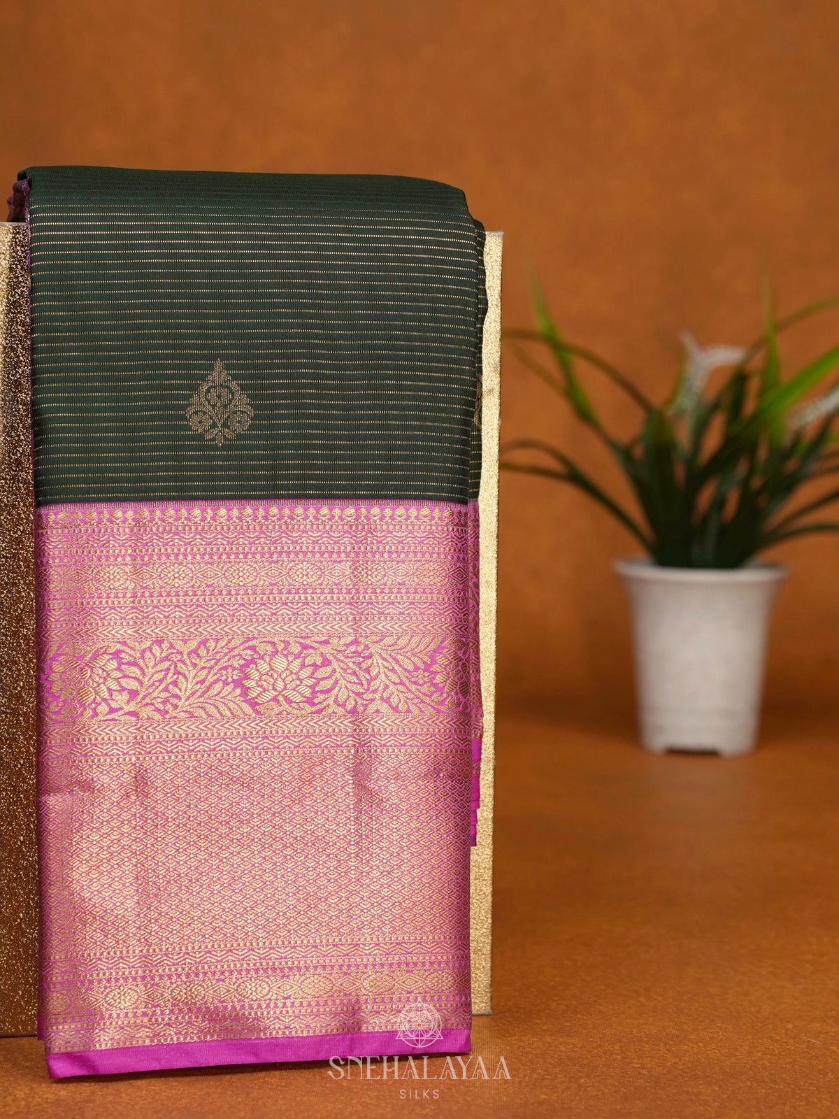 Forest Green Art Silk Saree