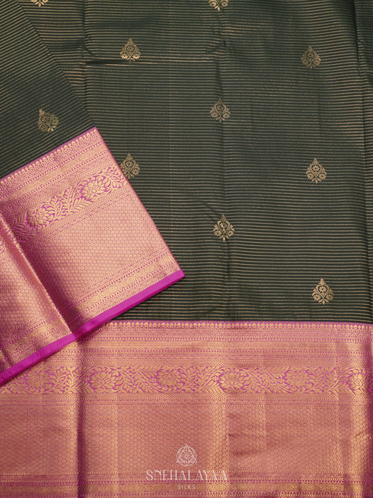 Forest Green Art Silk Saree