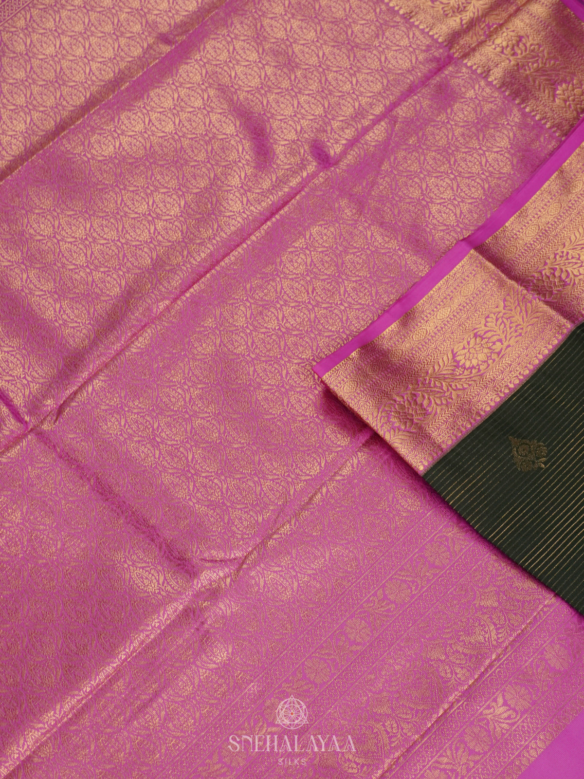 Forest Green Art Silk Saree